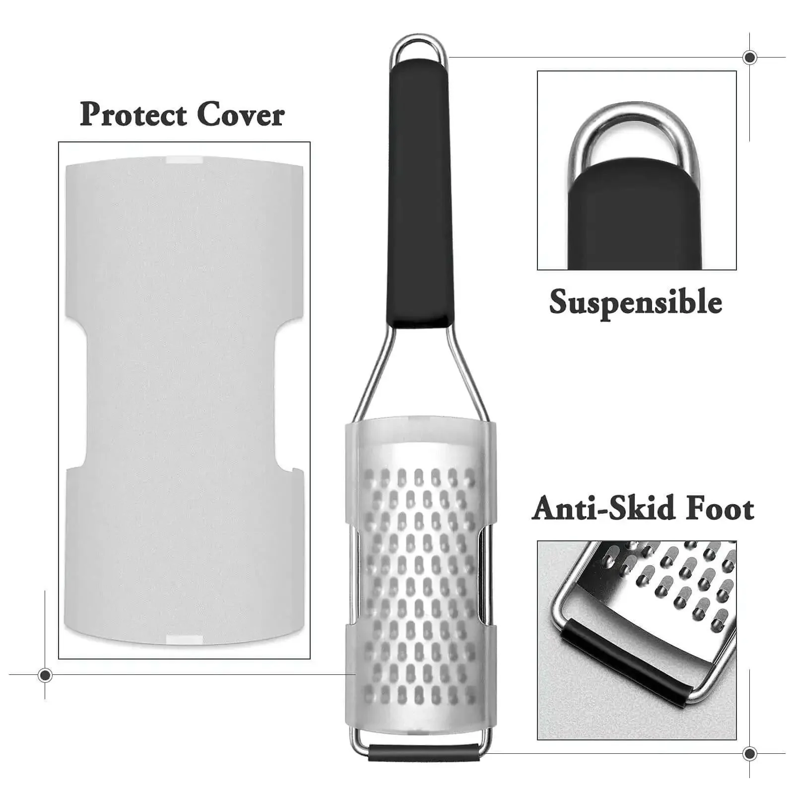 Three Piece Grater And Zester Set With Fine Coarse And Extra Coarse Holes Stainless Steel Dishwasher Safe Includes Protective Shells And Cleaning Brush Heavy Duty Kitchen Tool For Parmesan Ginger Garlic Nutmeg Chocolate Vegetables And Fruits - Image 2