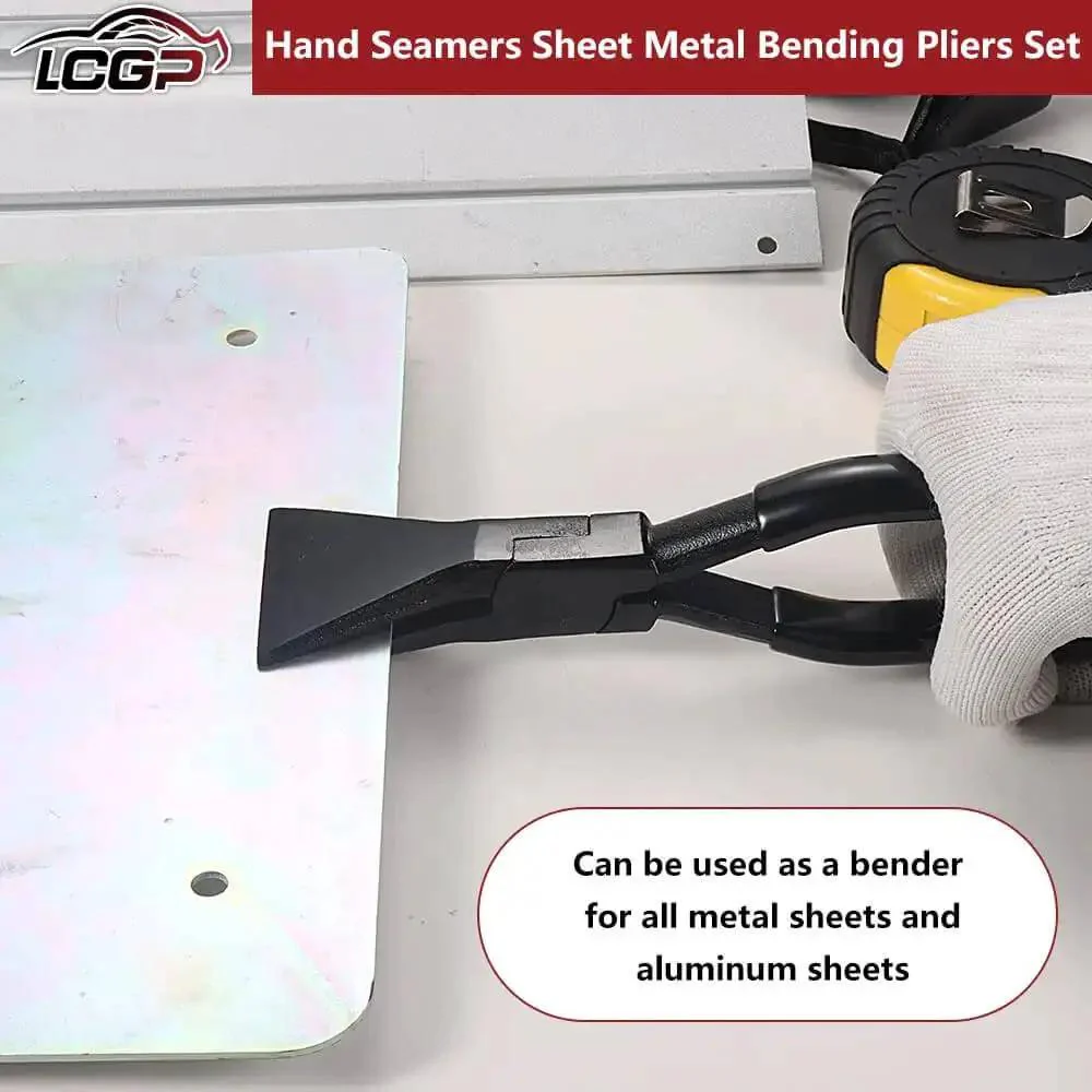 Three Piece Handy Hand Seamer Set With Non Slip Grip For Sheet Metal Edge Bending And Sealing 60 mm Wide Pliers With Straight 45 Degree And 90 Degree Jaws Curved Jaw Multifunction Metalworking Tool For Precise Edges - Image 3