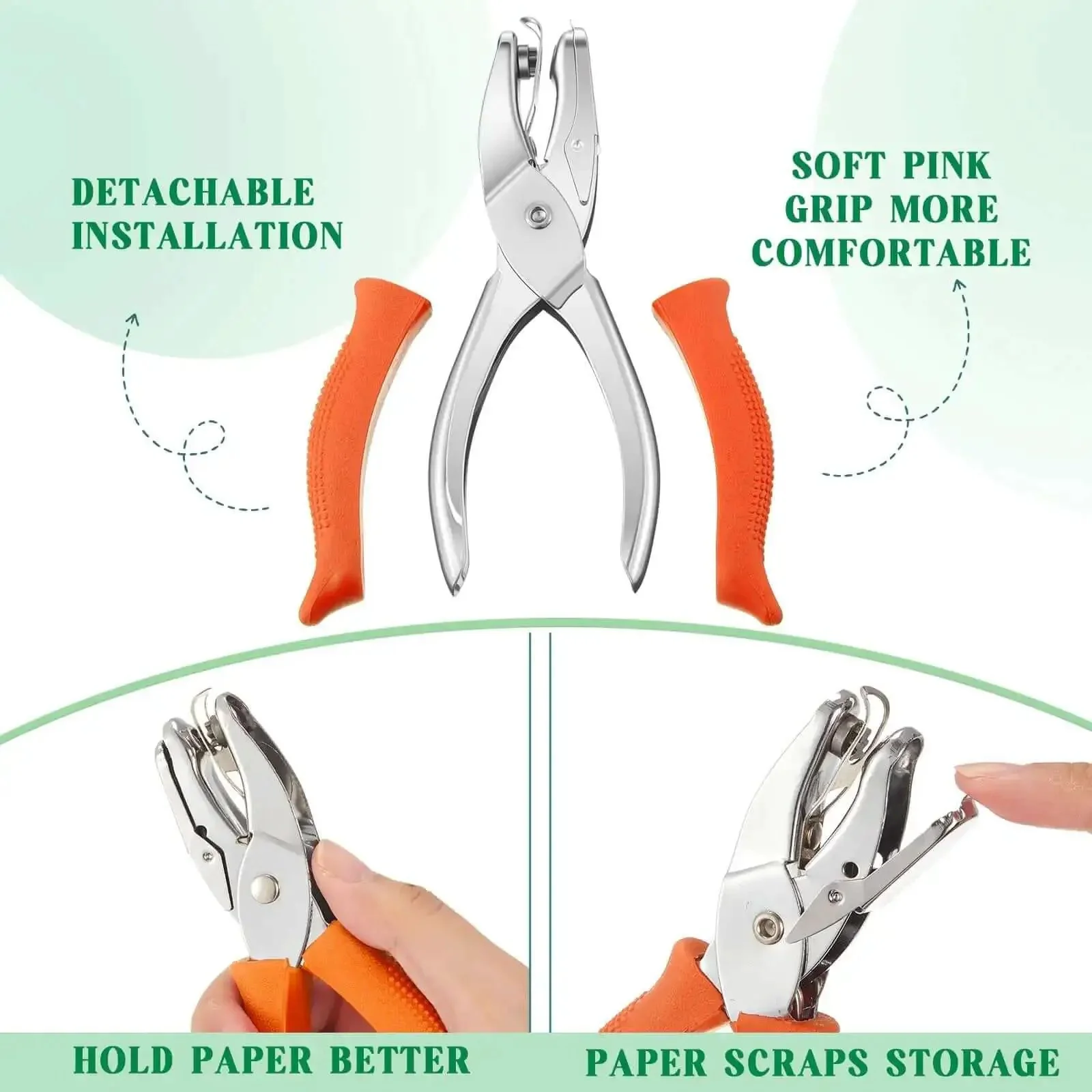 Three Piece Hole Punch Set With Round Heart And Star Shapes For One Quarter Inch And Three Sixteenth Inch Holes, Handy For DIY Tags Tickets And Scrapbooks, Handheld Metal Punches With Soft Grip For Easy Crafts And Card Making - Image 6