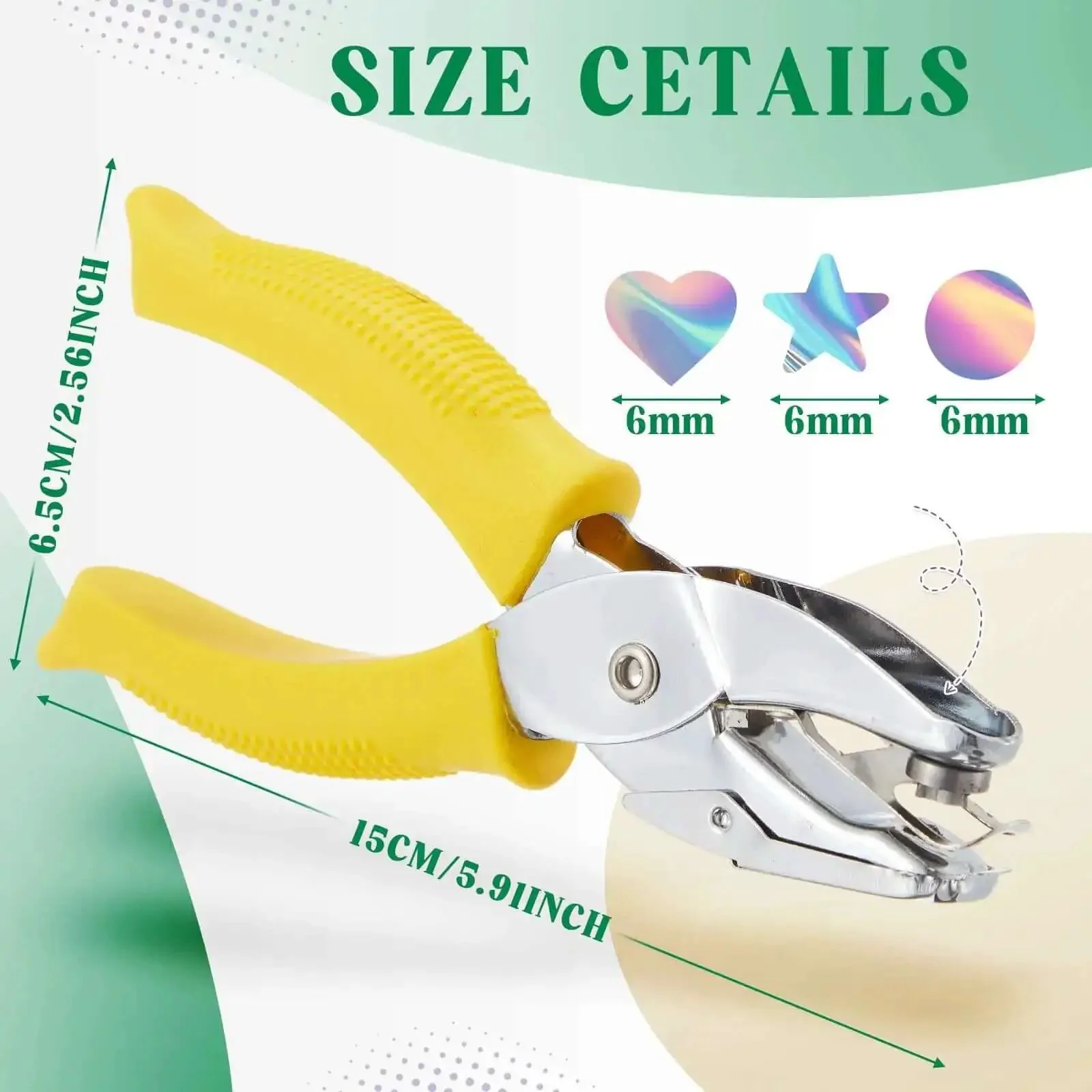 Three Piece Hole Punch Set With Round Heart And Star Shapes For One Quarter Inch And Three Sixteenth Inch Holes, Handy For DIY Tags Tickets And Scrapbooks, Handheld Metal Punches With Soft Grip For Easy Crafts And Card Making - Image 7