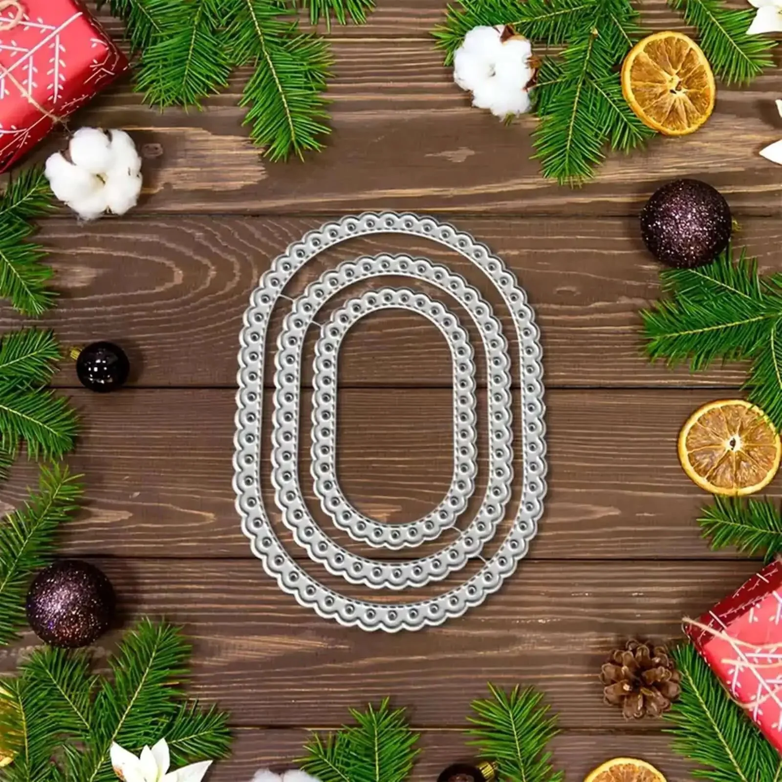 Three Piece Lace Oval Metal Die Cuts Set With Stitched Nesting Tag Frames For Scrapbooking And Card Making Dope Embossing Dies For DIY Photo Projects Tags And Gift Card Creations - Image 4