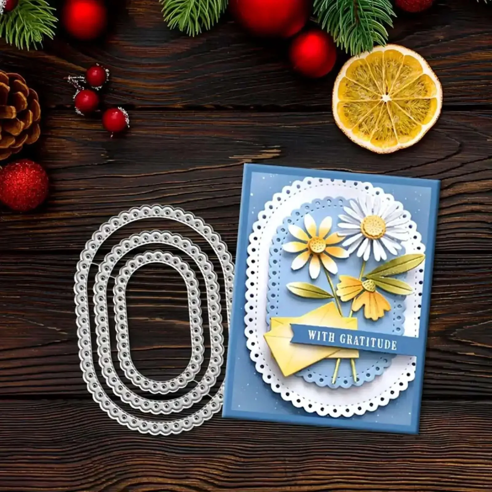 Three Piece Lace Oval Metal Die Cuts Set With Stitched Nesting Tag Frames For Scrapbooking And Card Making Dope Embossing Dies For DIY Photo Projects Tags And Gift Card Creations - Image 7