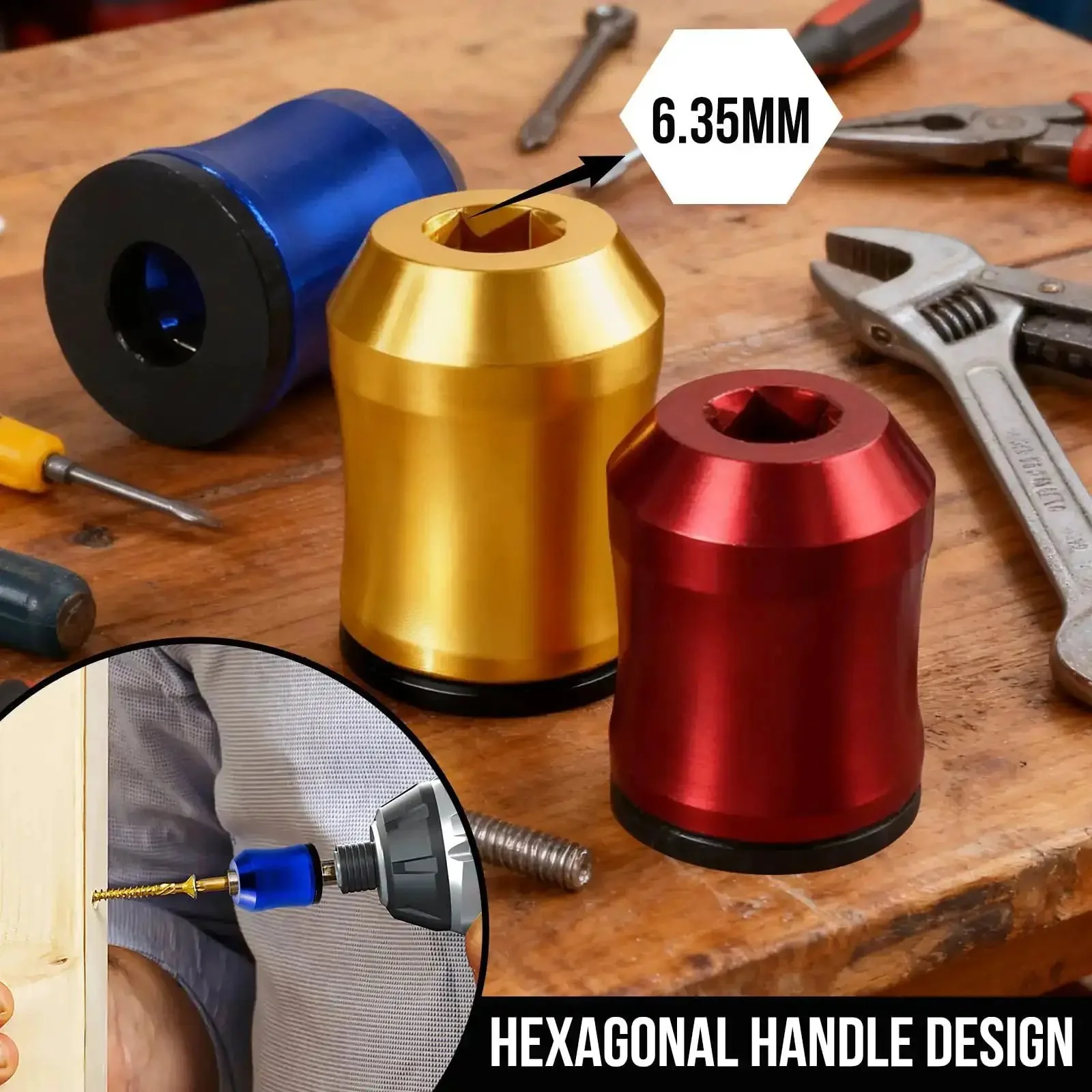 Three Piece Magnetic Screw Ring Set For Drills And Power Tools Super Handy Removable Alloy Screw Holder And Universal Bit Holder For Hex Drivers And Power Bits Ideal For DIY Repairs And Quick Fixes - Image 5