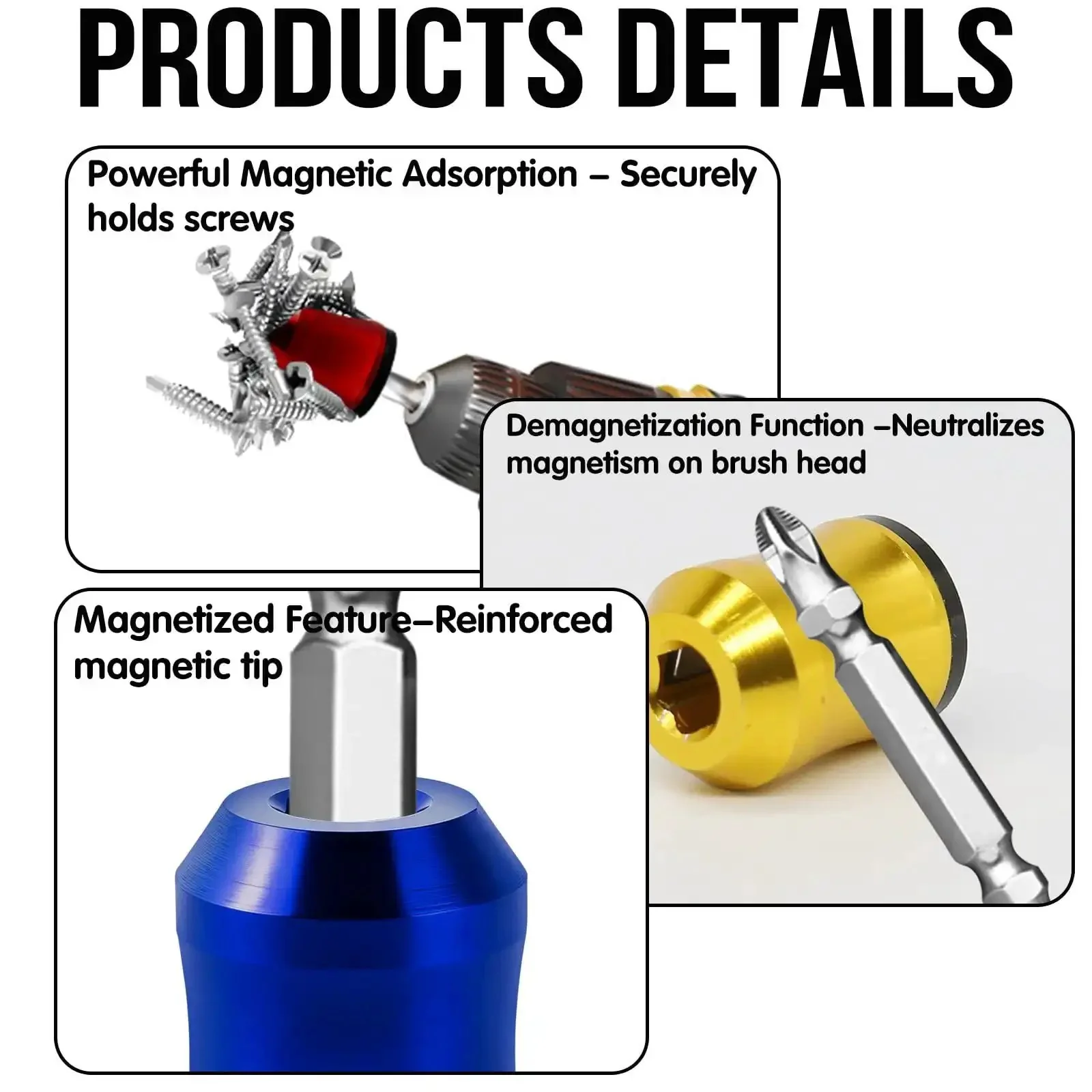 Three Piece Magnetic Screw Ring Set For Drills And Power Tools Super Handy Removable Alloy Screw Holder And Universal Bit Holder For Hex Drivers And Power Bits Ideal For DIY Repairs And Quick Fixes - Image 6