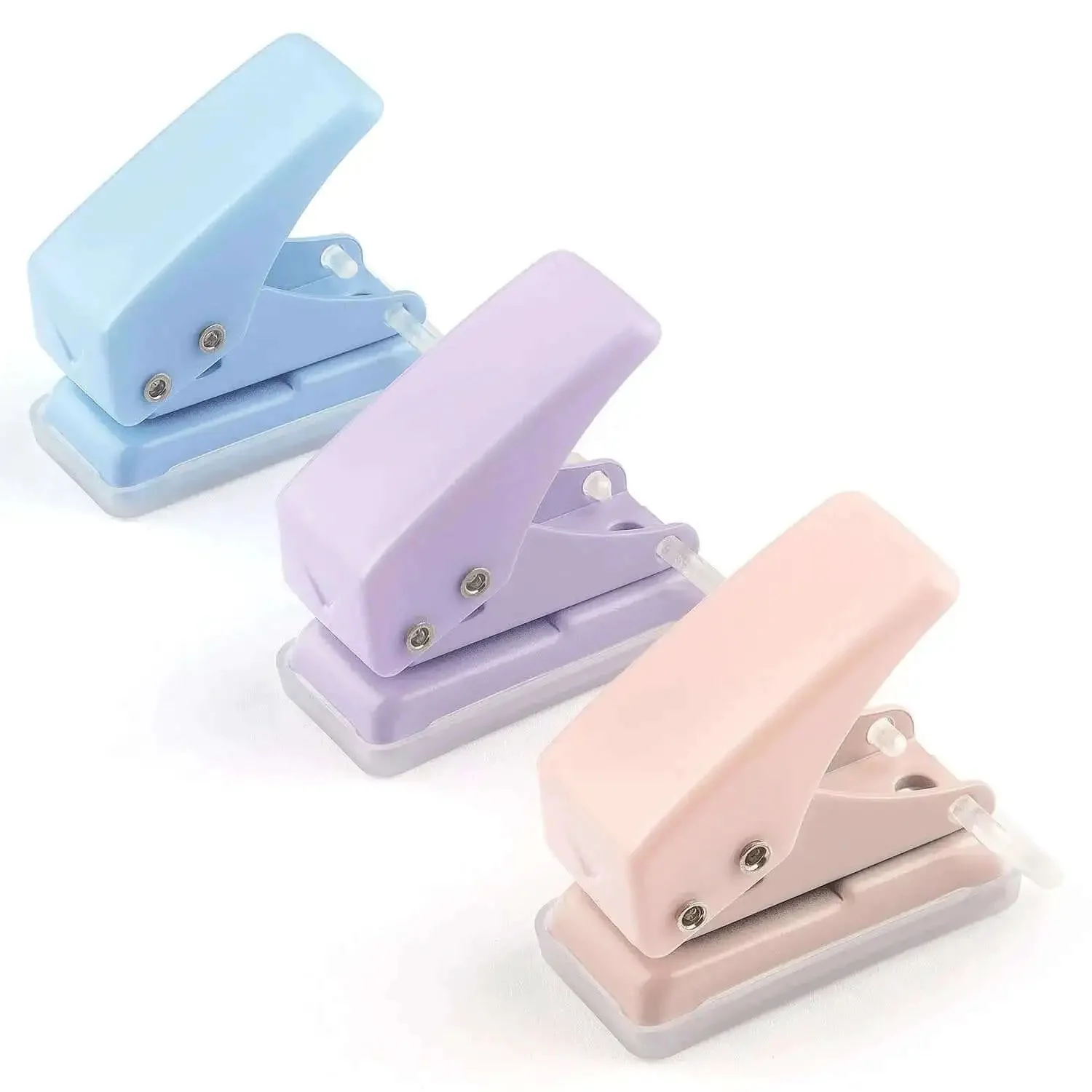 Three Piece Mini Hole Puncher Set With Six Sheet Capacity Each For ID Cards Chipboard Arts And Crafts Projects Sweet Value Pack For Home Office School And Studio Use Easy Punching