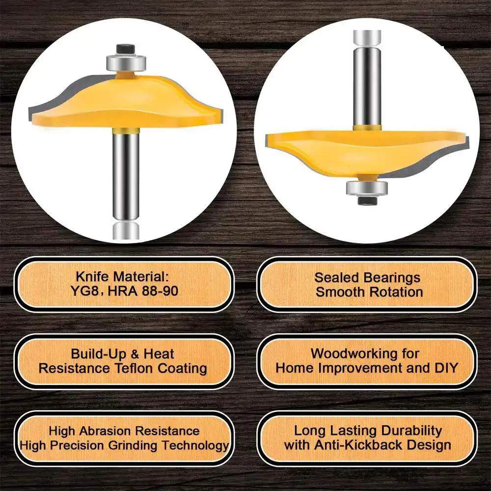 Three Piece Router Bit Set With Half Inch Shank For Round Over Raised Panel Cabinet Doors Ogee Rail And Stile Woodworking Bits Built For DIYers With Carbide Cutters For Groove And Tongue Milling - Image 3