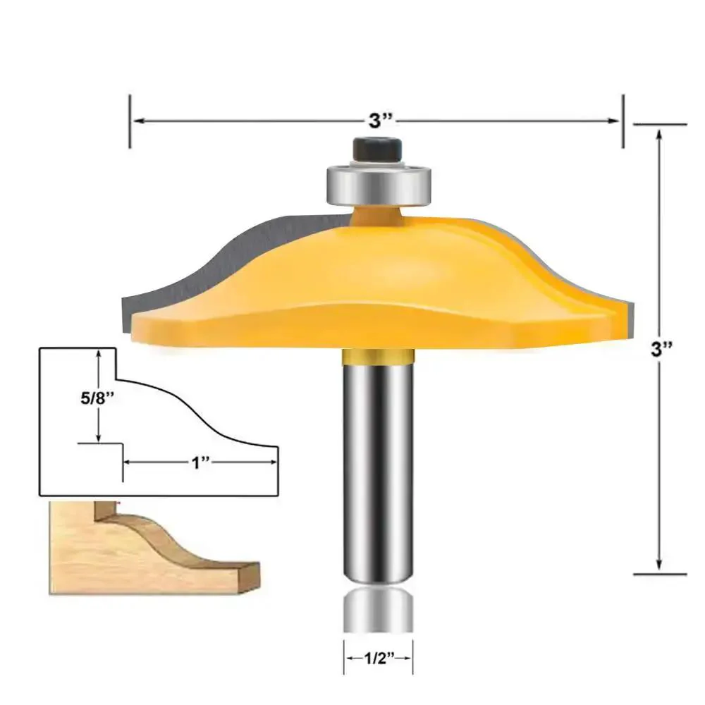 Three Piece Router Bit Set With Half Inch Shank For Round Over Raised Panel Cabinet Doors Ogee Rail And Stile Woodworking Bits Built For DIYers With Carbide Cutters For Groove And Tongue Milling - Image 4