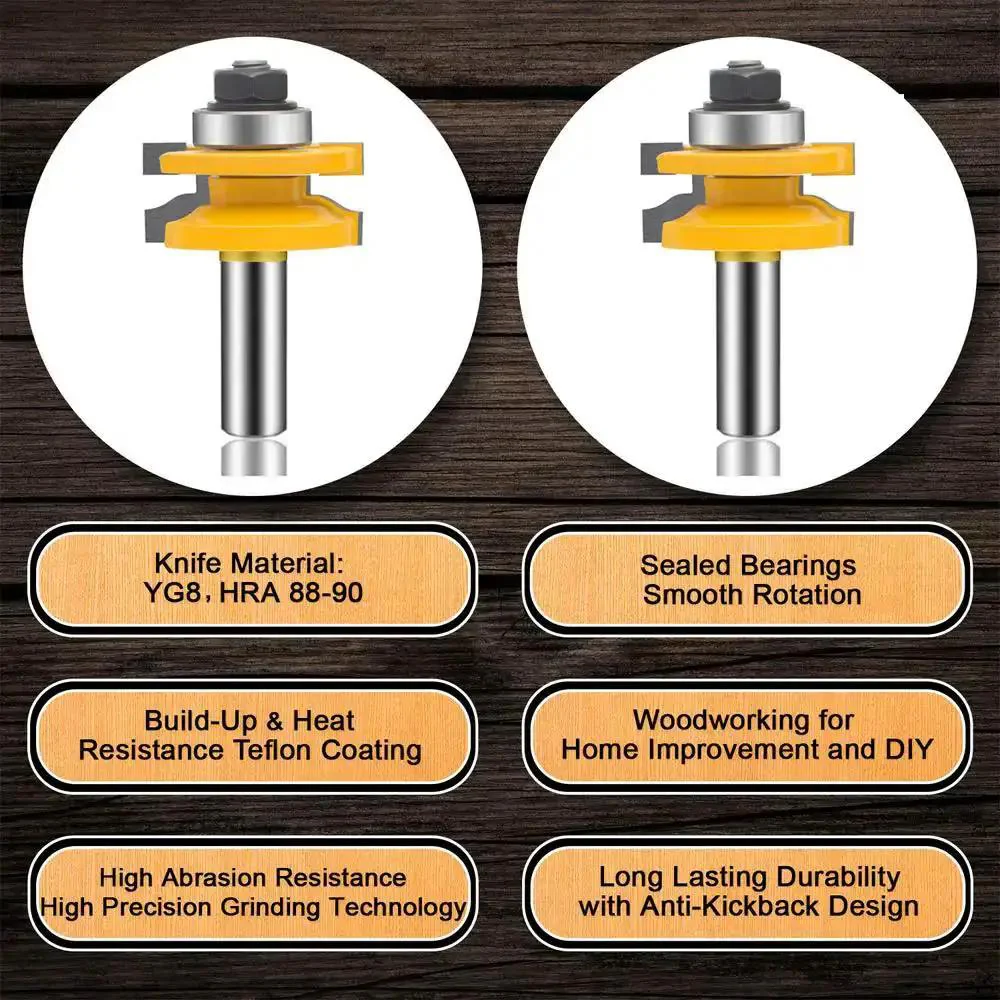 Three Piece Router Bit Set With Half Inch Shank For Round Over Raised Panel Cabinet Doors Ogee Rail And Stile Woodworking Bits Built For DIYers With Carbide Cutters For Groove And Tongue Milling - Image 5