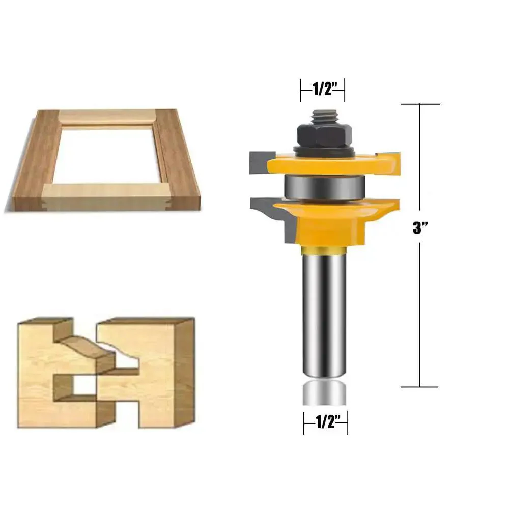Three Piece Router Bit Set With Half Inch Shank For Round Over Raised Panel Cabinet Doors Ogee Rail And Stile Woodworking Bits Built For DIYers With Carbide Cutters For Groove And Tongue Milling - Image 6