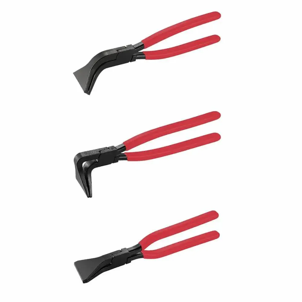 Three Piece Sheet Metal Bender Pliers Set For Roofing And HVAC Ductwork, Carbon Steel Hand Seamer Pliers With Straight 45 90 180 Degree Angles, Rugged Pro Grade Build, Black Oxide Finish, Ergonomic Non Slip Grip