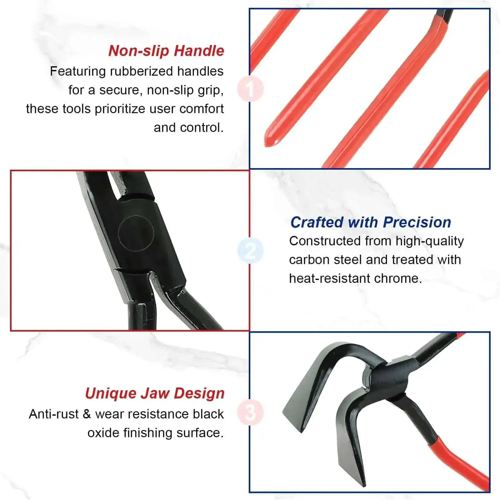 Three Piece Sheet Metal Bending Pliers Set For Roofers And Plumbers, Hand Seamers With Straight 45 And 90 Degree Benders, Pro Grade Heavy Duty Carbon Steel Core, Heat Resistant Chrome Finish, Ergonomic Rubber Grip For Fatigue Free Use - Image 5