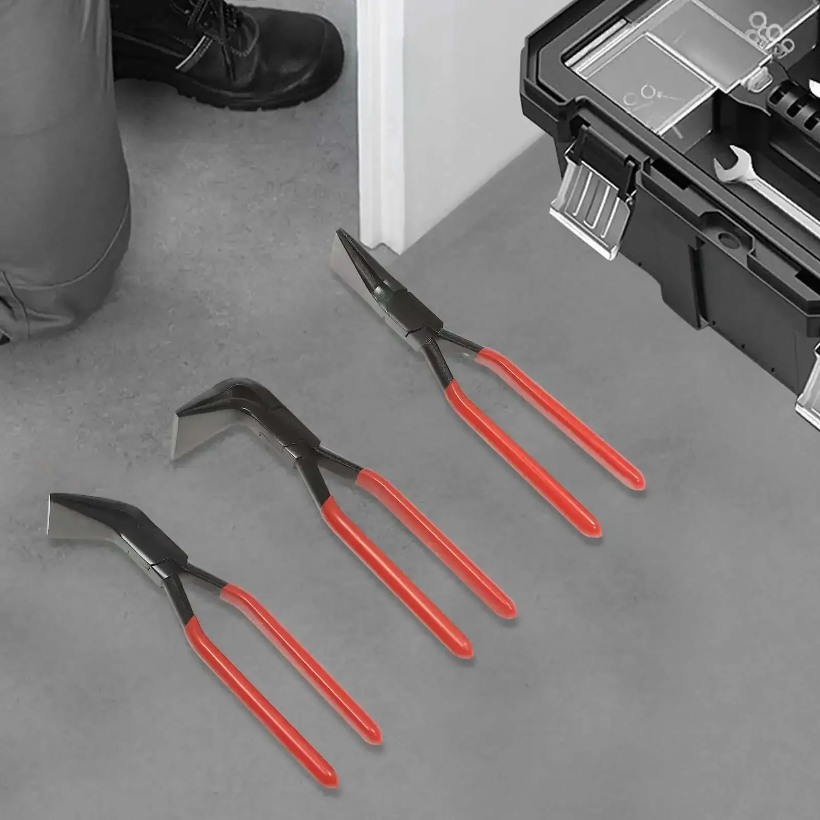 Three Piece Sheet Metal Bending Pliers Set Pro Grade With Straight 45 Degree And 90 Degree Jaws For Auto Repair Roofing HVAC Duct Fabrication And Thin Gauge Metal Work Ideal For Flat Aluminum And Daily Maintenance Tasks - Image 9