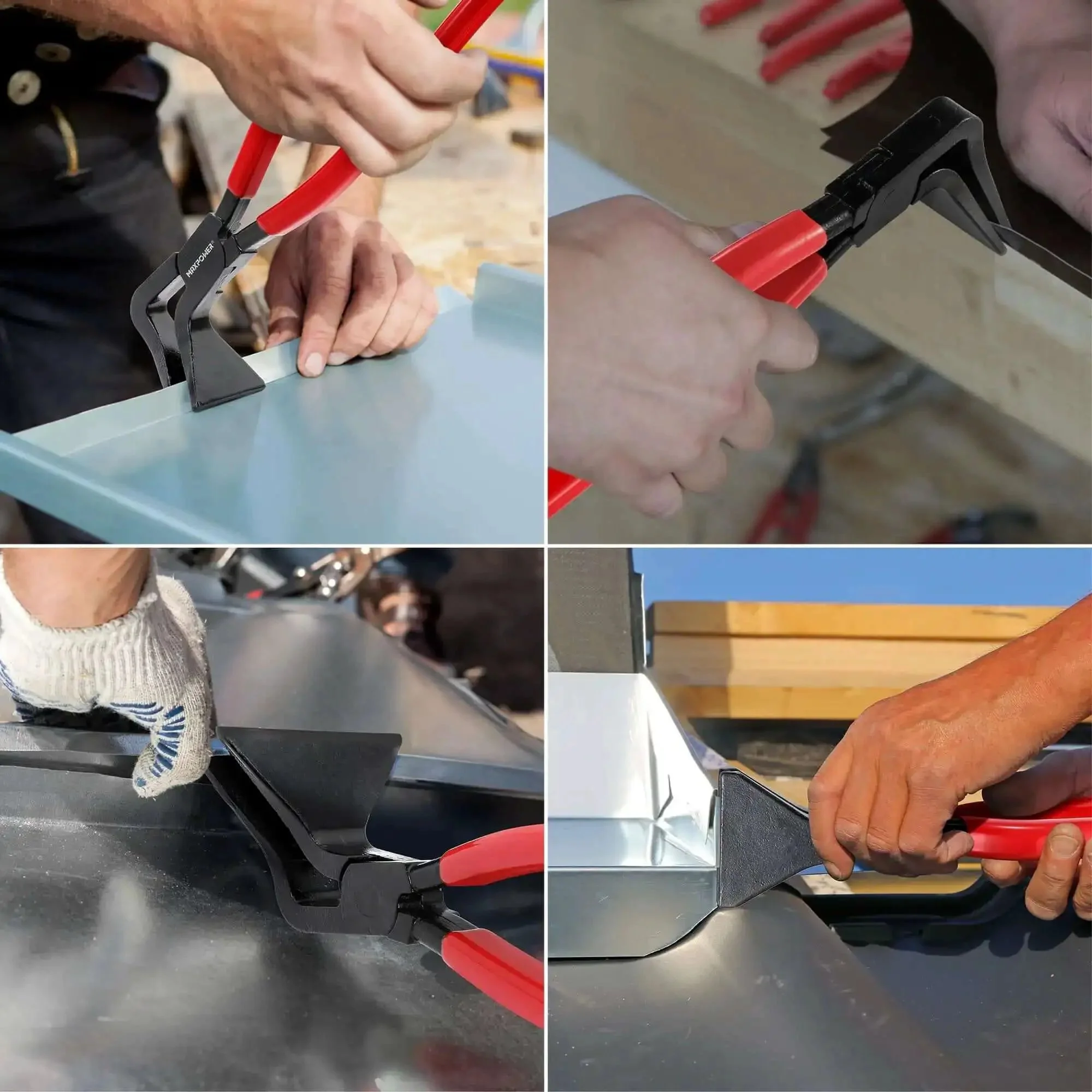 Three Piece Sheet Metal Bending Pliers Set With Straight 45 Degree And 90 Degree Jaws For Roofers And Plumbers Pro Grade Beefy Cr V Steel Hand Seamer Tools With Ergonomic Non Slip Handles For Metal Fabrication - Image 2