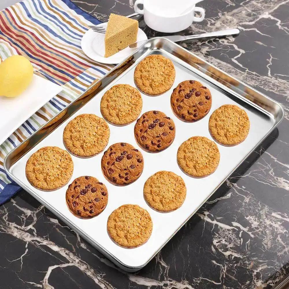 Three Piece Stainless Steel Baking Sheet Set Built Tough For Real Home Chefs Non Toxic And Easy Clean Heavy Duty Cookie Sheets In 9, 12, And 16 Inches Fits Most Ovens And Toaster Ovens For Everyday Baking And Roasting - Image 4