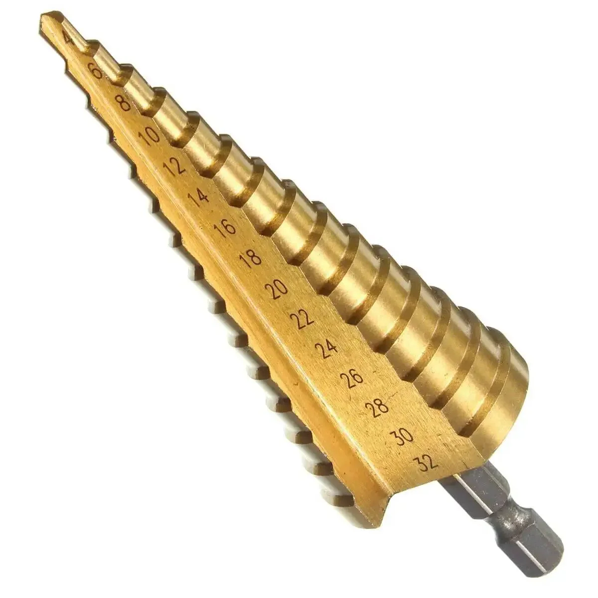 Three Piece Step Drill Bit Set That Rocks 4 12 20 32mm High Speed Steel Titanium Coated Hole Cutter For Aluminum Wood Plastic And Sheet Metal Deburring Chamfering And Oval Hole Opening - Image 5