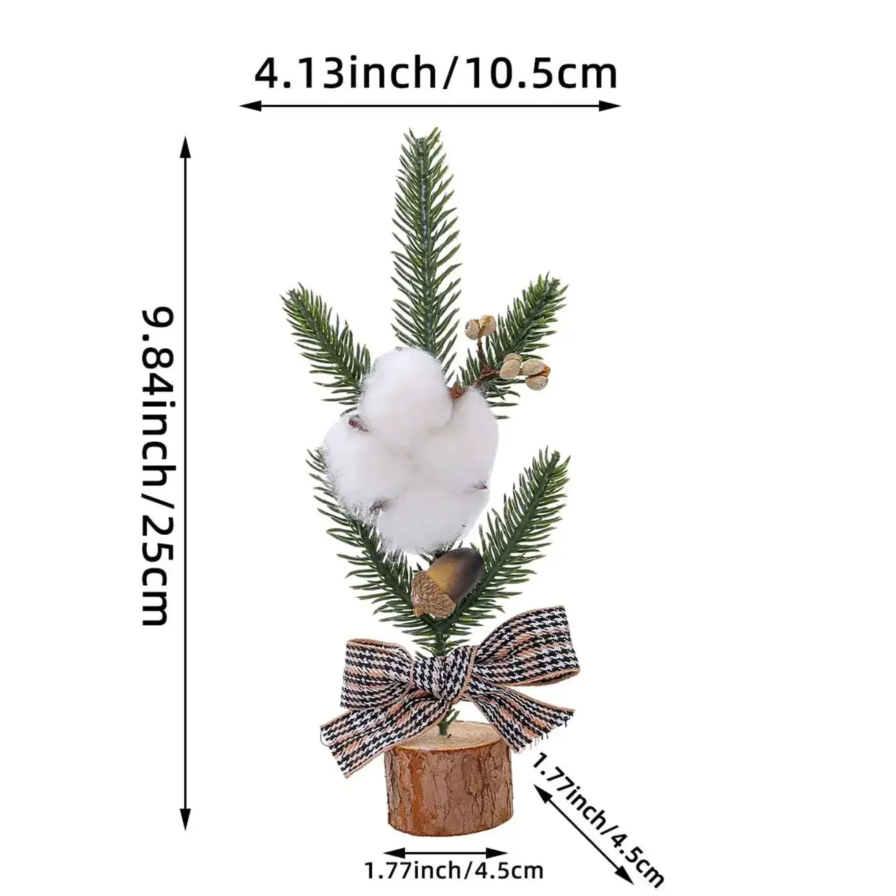 Three Piece Tabletop Christmas Tree Set Ready To Display Mini Artificial Xmas Trees Nine Point Eight Four Inches Tall With Red Berries Pinecones Nuts And Bows For A Cozy Desk Fireplace Holiday Decor - Image 3