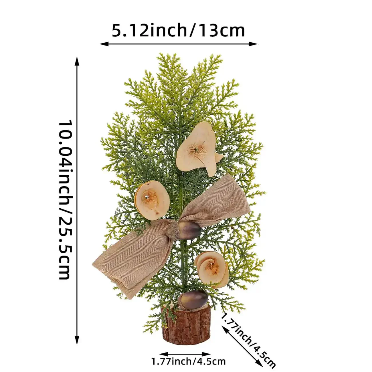 Three Piece Tabletop Christmas Tree Set Ready To Display Mini Artificial Xmas Trees Nine Point Eight Four Inches Tall With Red Berries Pinecones Nuts And Bows For A Cozy Desk Fireplace Holiday Decor - Image 4