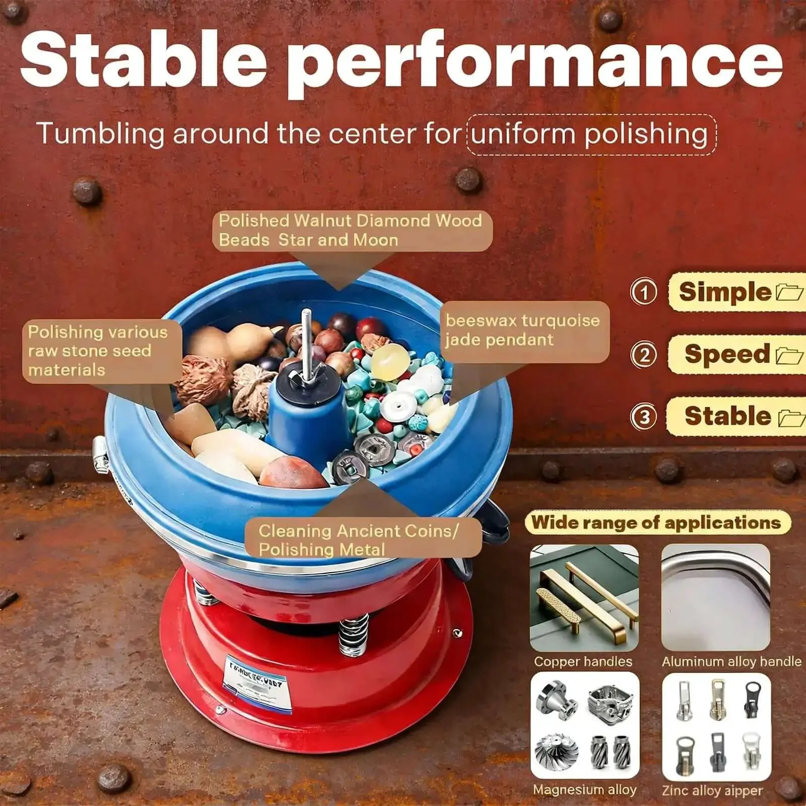 Three Point Five Liter Vibratory Rock Tumbler For Jewelry Polishing Electric Shaker Bowl Pro Grade Industrial Polisher With Three Dimensional Vibration For Fast Burr Removal Stain And Oil Cleanup Smooth Finish High Efficiency 110V - Image 4