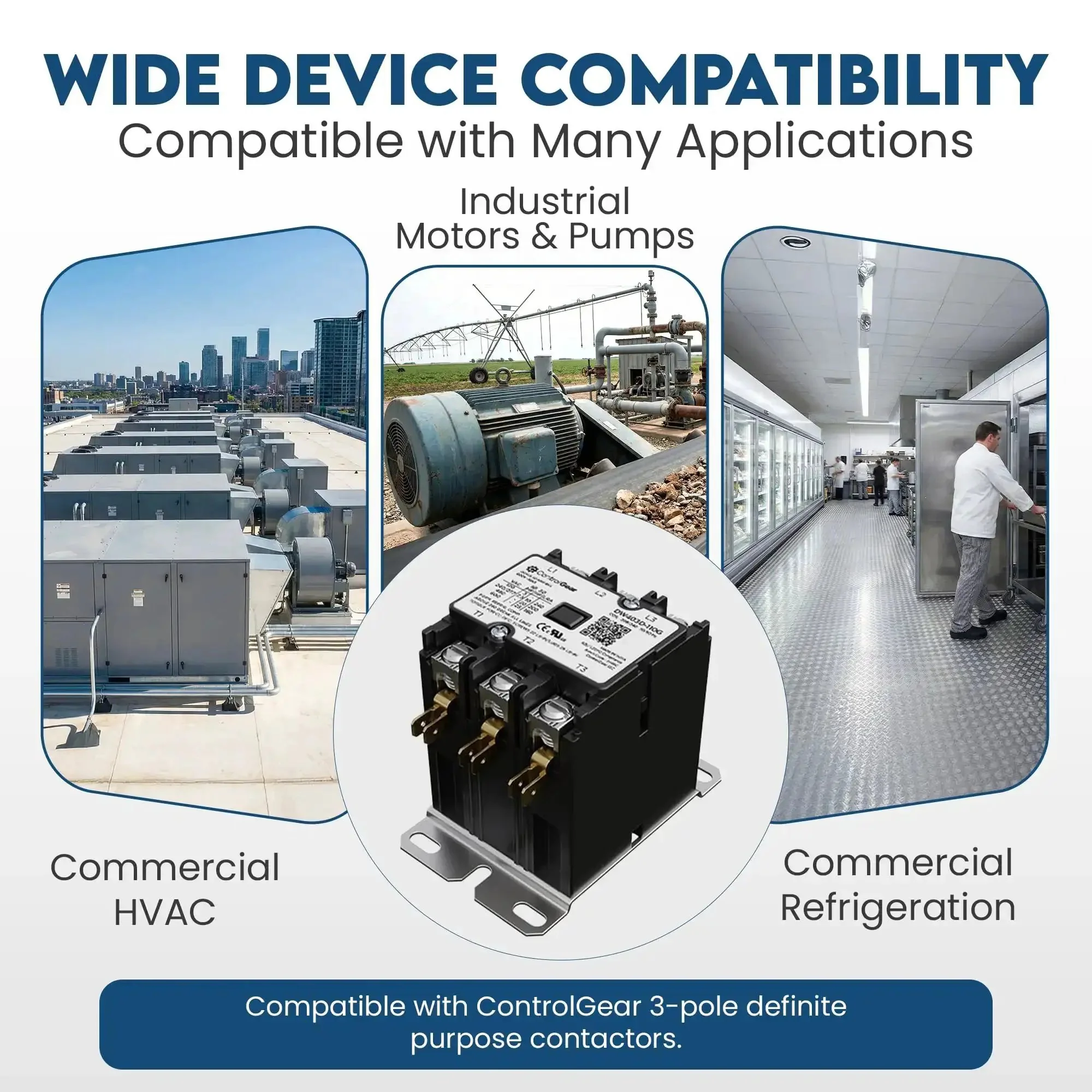 Three Pole 120V Coil Definite Purpose Contactor For HVAC With 30 Amp Rating UL Recognized For A2L Refrigerants Line Lugs Load Screws Pro Grade Quiet Electromagnetic Contactor DW303B11 3P 30A 120V - Image 2