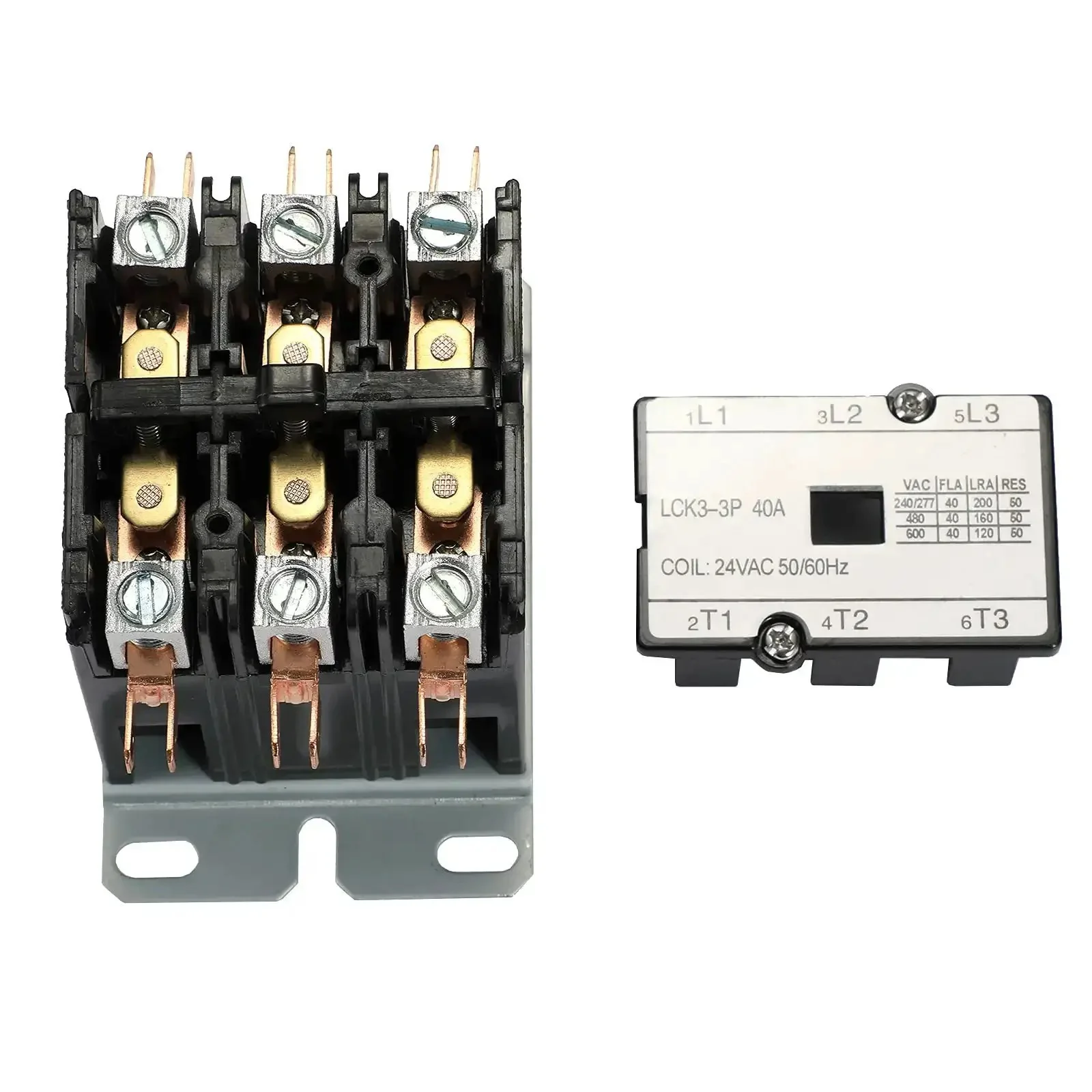 Three Pole 40 Amp 24 Volt AC Coil Definite Purpose Air Conditioner Contactor With Quick Connect Terminals And Lug Screws Heavy Duty HVAC Relay 600V Max Rating - Image 4