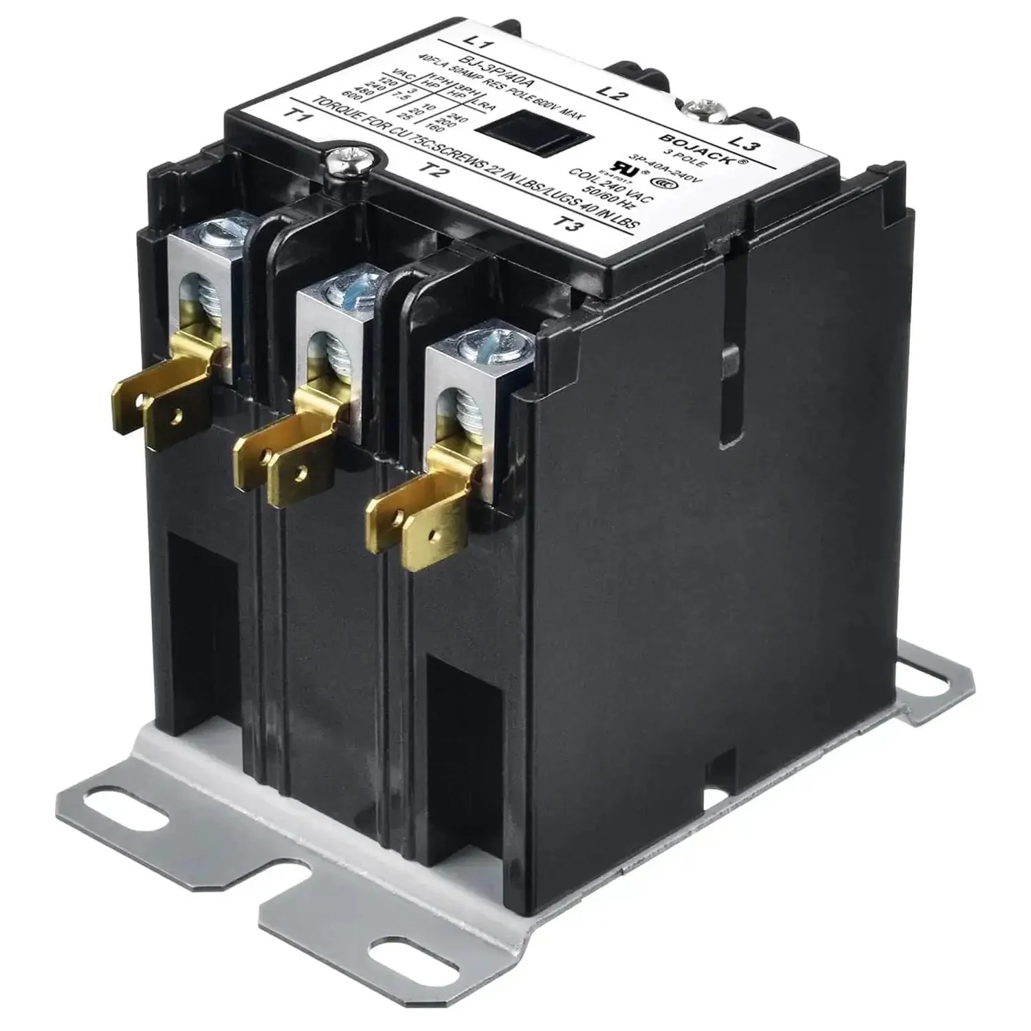 Three Pole 40 Amp 240V AC Definite Purpose Contactor For Air Conditioner Condenser Beefy Heavy Duty HVAC Coil 240 VAC 50 60 Hz 600V Max Withstand Reliable Industrial Grade Switch - Image 5