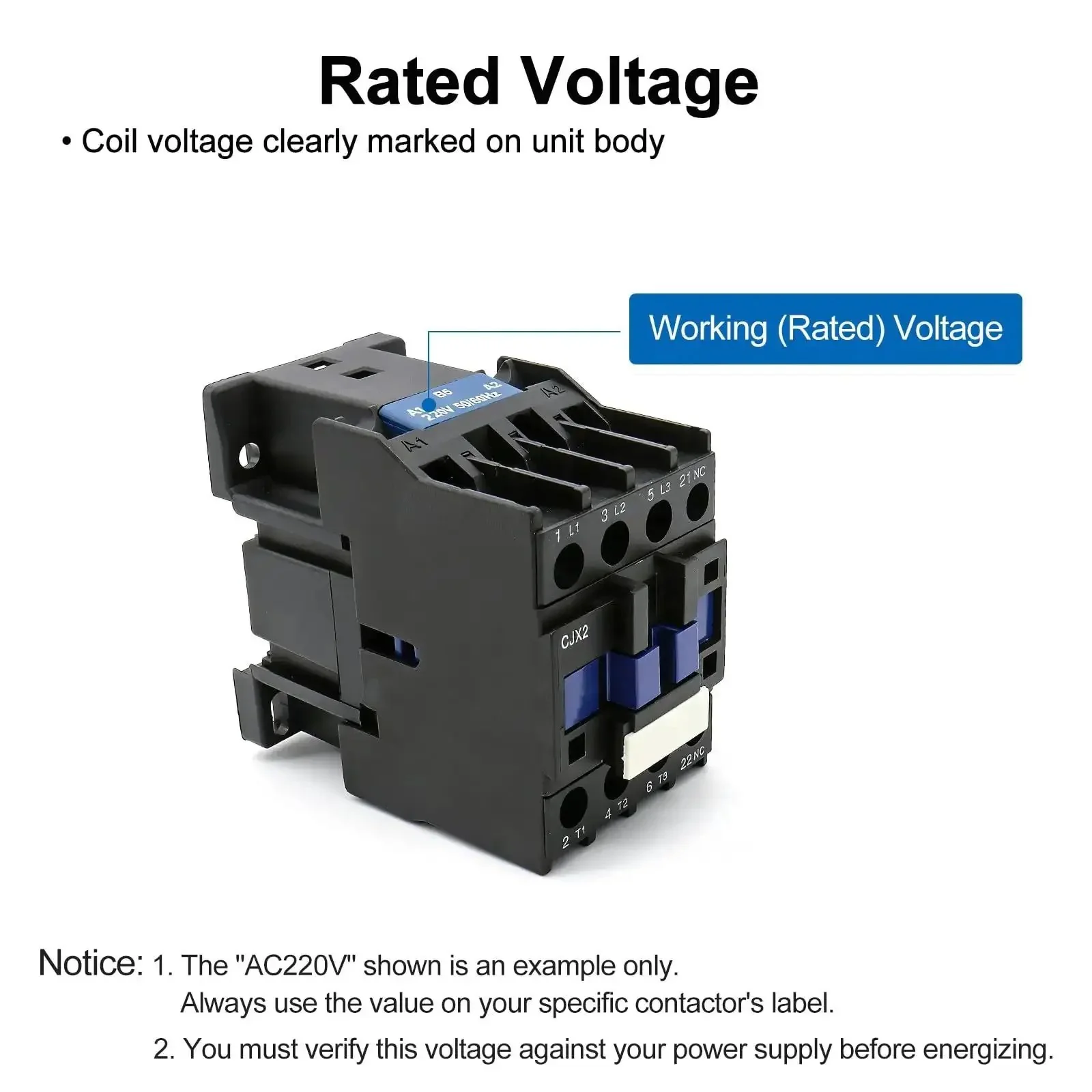 Three-Pole AC Contactor CJX2-2510 With 110VAC Coil, 3NO And 1NO Auxiliary, 660V Three-Phase, DIN Rail Mount, Built For Motor Starters, Pumps, And Industrial Control Panels - Image 5