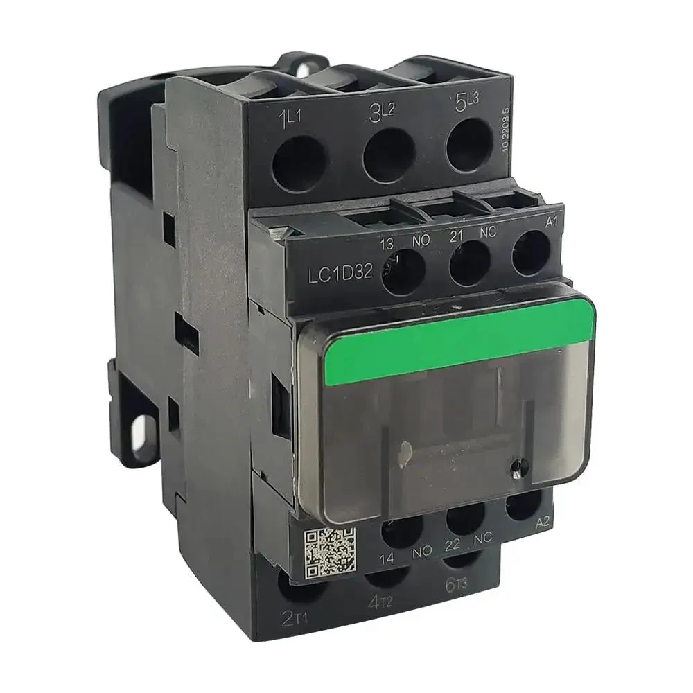 Three Pole Three Normally Open AC Magnetic Contactor 32A Rating 24V Coil Industrial Electrical Relay For Motors And Machinery Durable White Black Housing