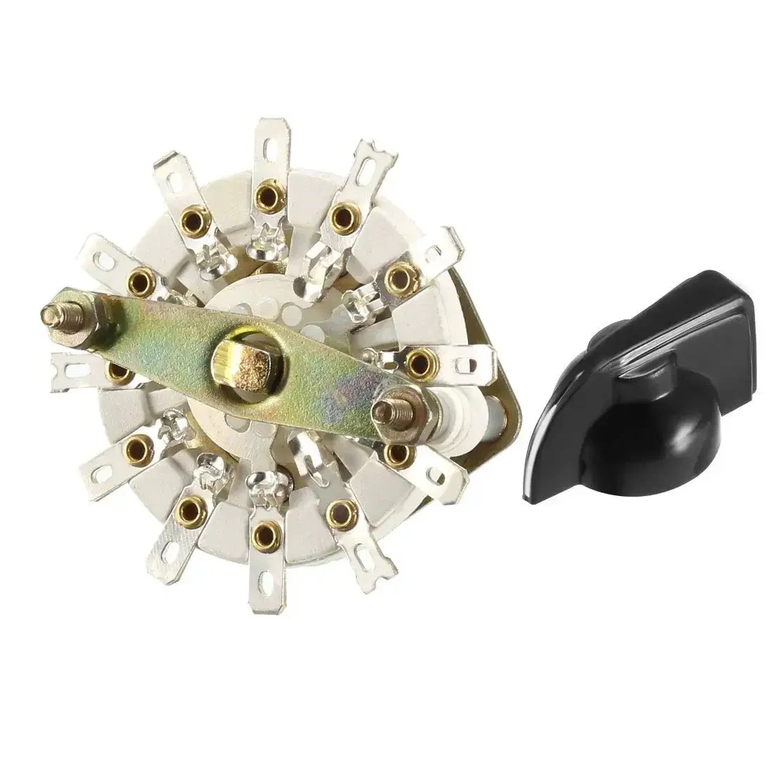 Three Pole Three Position Rotary Switch With One Deck Band Channel Selector And Black Knob 12 Pin Mounting Nut Included For Electronics Panels And Control Projects - Image 2