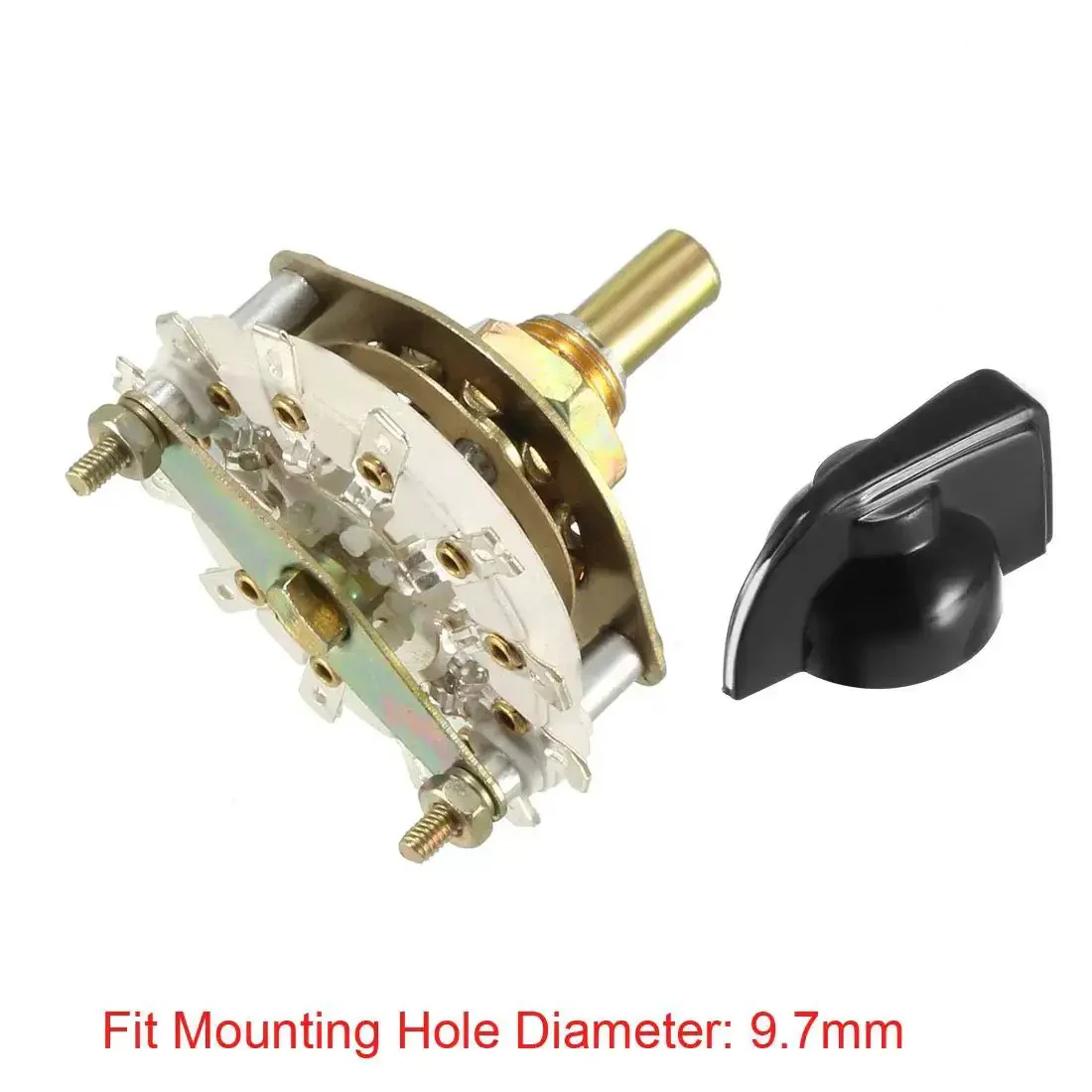 Three Pole Three Position Rotary Switch With One Deck Band Channel Selector And Black Knob 12 Pin Mounting Nut Included For Electronics Panels And Control Projects - Image 3
