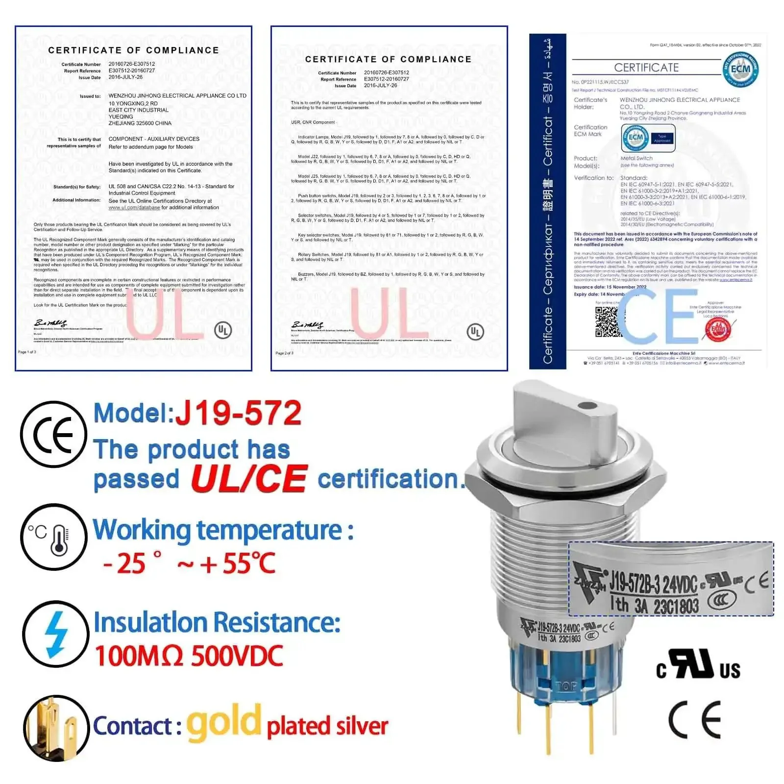 Three Position 19mm Rotary Switch With Blue LED Indicator For 12V 24V DC Or AC, Latching DPDT 2NO 2NC 8Pin On Off On, UL Certified, Built Tough Stainless Steel 304 Housing, IP40 IK10 Protection, The Go To Panel Control Switch - Image 6