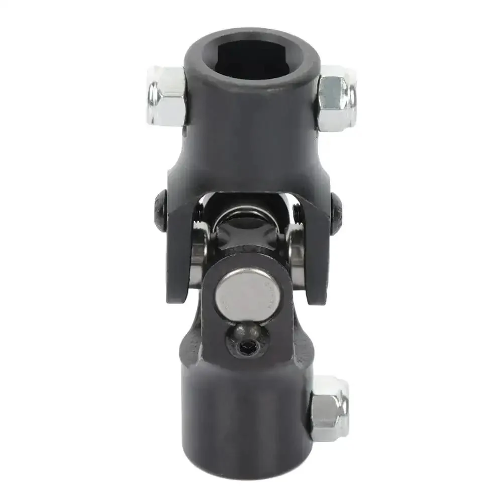 Three Quarter Inch Steering U Joint 36 Spline To Three Quarter Inch DD Black 96mm Beefed Up Heavy Duty Single Joint With Nickel Plated Solid Steel And Needle Roller Bearings 35 Degree Working Angle For Long Life And Smooth Steering