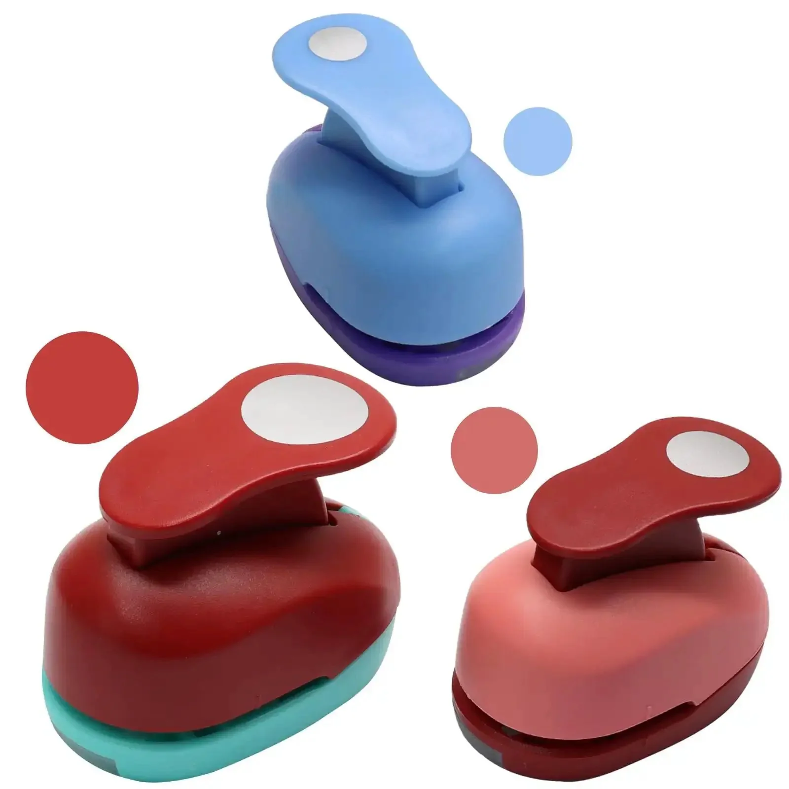 Three Size Circle Hole Punch Set For Scrapbooking And Card Making Includes One Inch, Five Eighths Inch, And Five Sixteenths Inch Punches, Spring Action Design For Easy Use, Handy Craft Tool For Journals, Photo Albums, Cards, And Office Projects