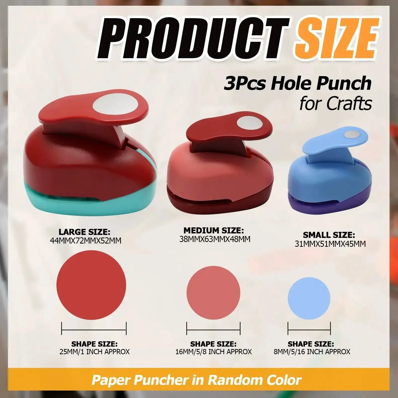 Three Size Circle Hole Punch Set For Scrapbooking And Card Making Includes One Inch, Five Eighths Inch, And Five Sixteenths Inch Punches, Spring Action Design For Easy Use, Handy Craft Tool For Journals, Photo Albums, Cards, And Office Projects - Image 5