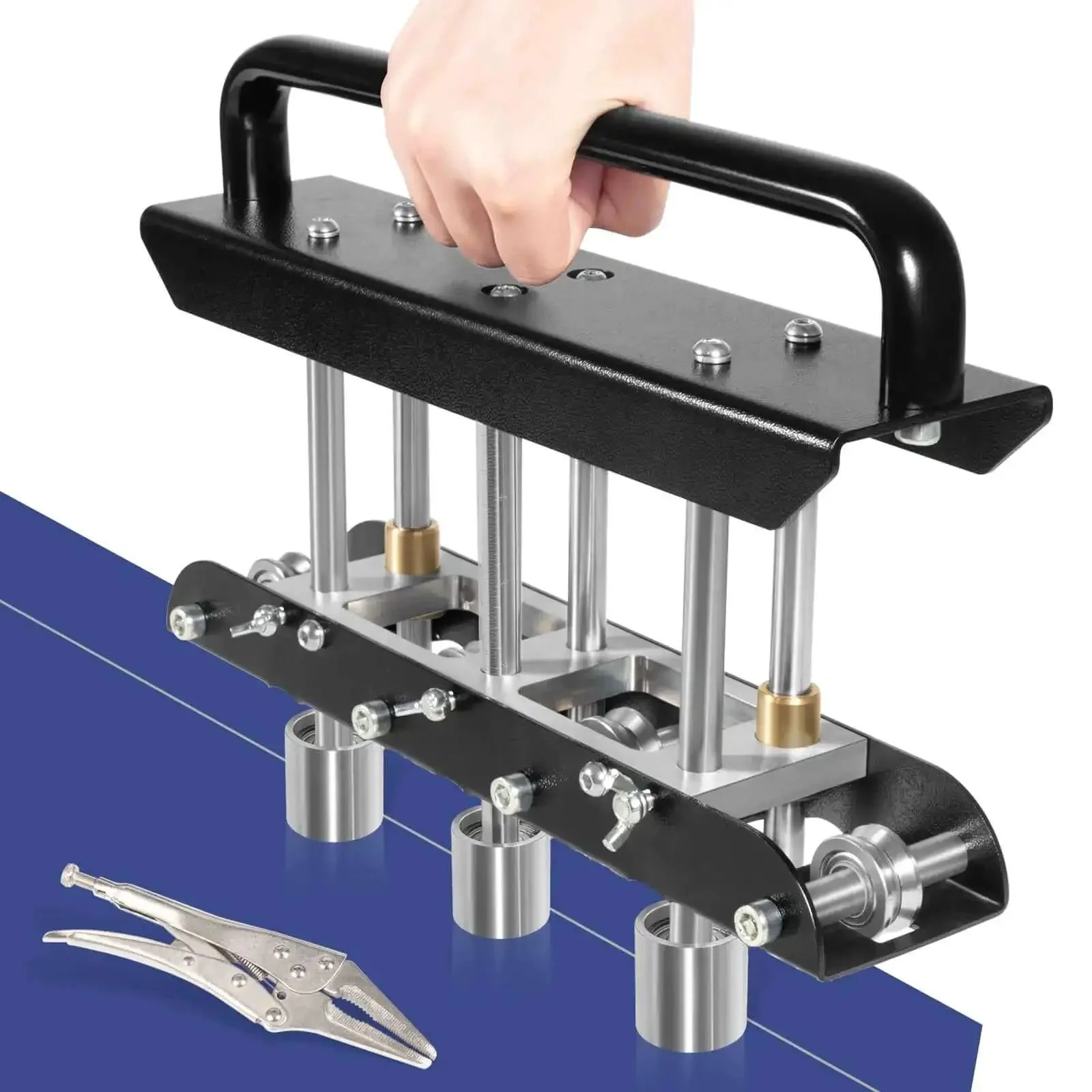 Three Station Edge Roller Bead Bender For Sheet Metal 0 To 90 Degree Bends Large Radius Crimp Tool Pro Grade Adjustable For 5/8 To 4 Inch Bends In 29 To 22 Gauge Steel Ideal For Metal Roofing And Aluminum Copper DIY Projects - Image 3