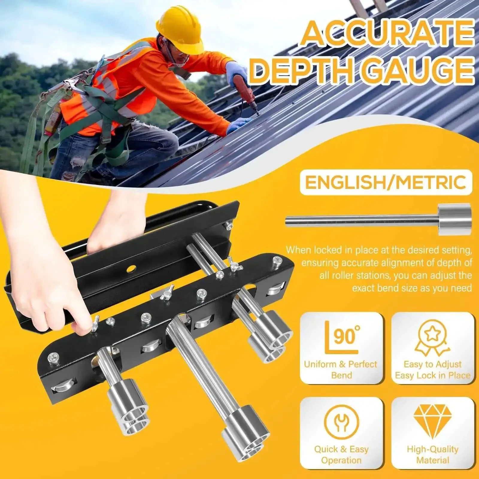 Three Station Edge Roller Bead Bender For Sheet Metal 0 To 90 Degree Bends Large Radius Crimp Tool Pro Grade Adjustable For 5/8 To 4 Inch Bends In 29 To 22 Gauge Steel Ideal For Metal Roofing And Aluminum Copper DIY Projects - Image 6