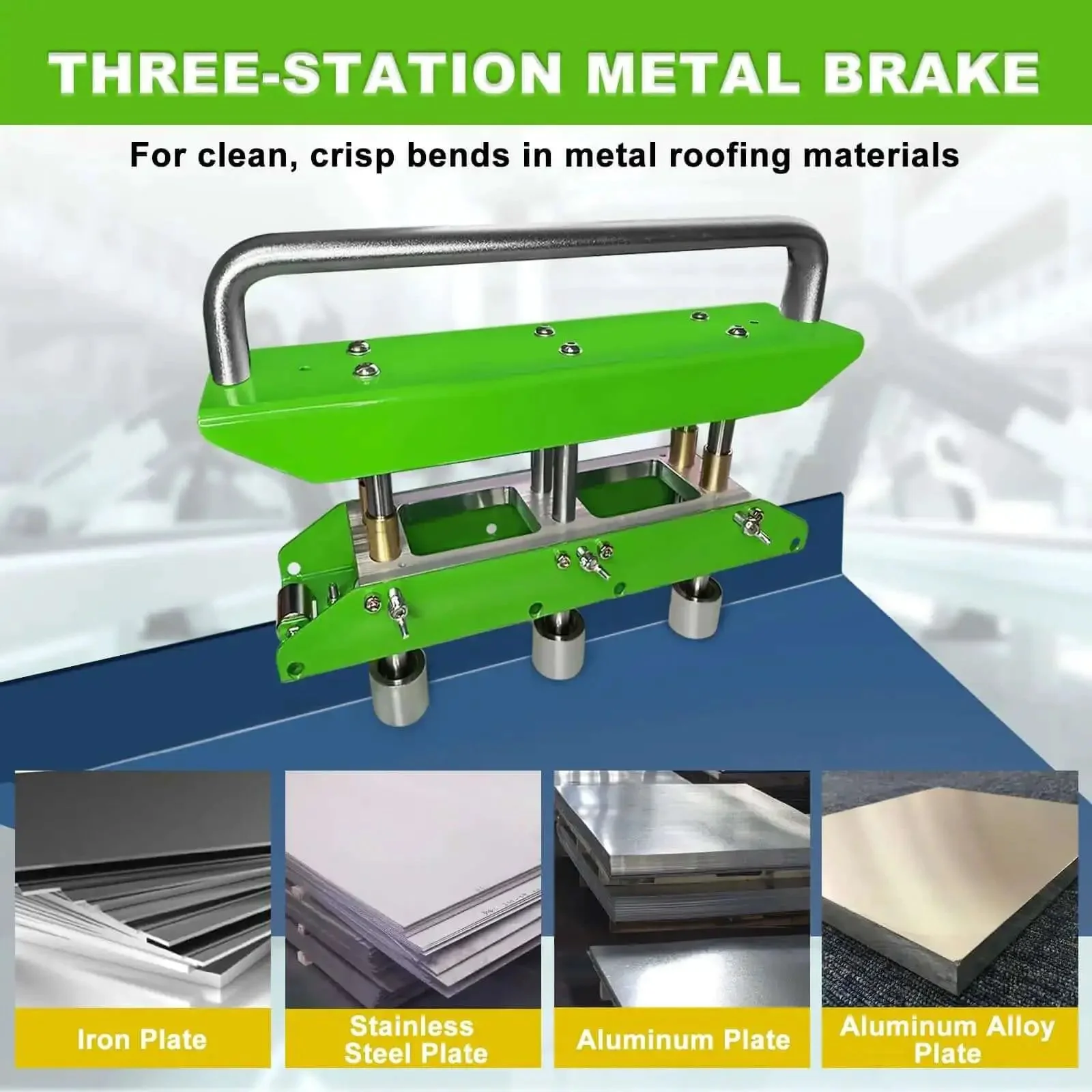 Three Station Edge Roller Bender For Roofing Sheet Metal With 0 To 90 Degree Angles Fits 29 To 22 Gauge Steel Produces Five Eighths Inch To Four Inch Bends Includes Tin Snips And Durable Aluminum Handle Heavy Duty Manual Roll Tool - Image 6