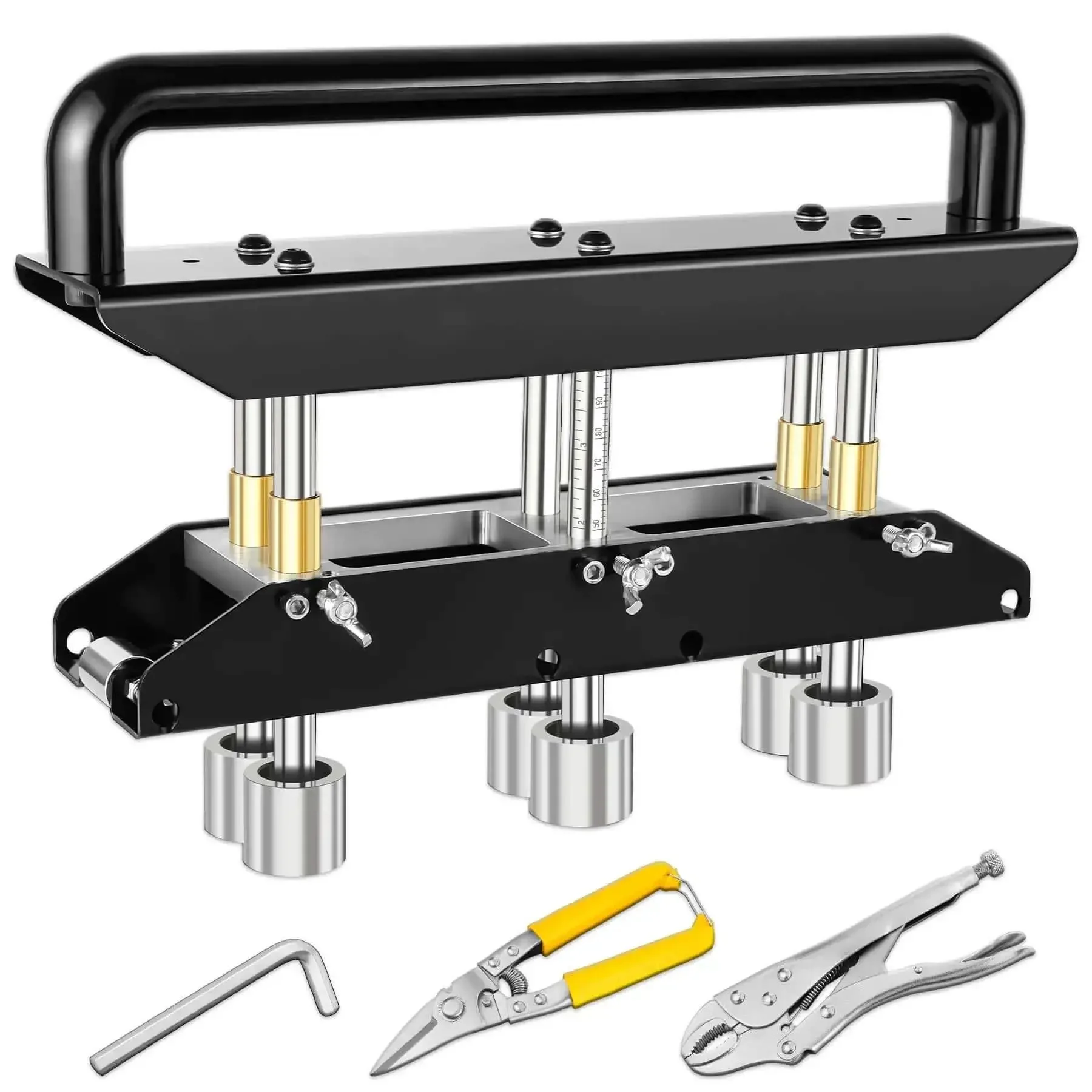 Three Station Edge Roller Bender For Sheet Metal, 0 To 90 Degree Bends, 3 Station Design, Pro Grade Build, Works With Steel Gauge 29 To 22, Makes Elbows From 5/8 Inch To 4 Inches, 16 To 102 Mm