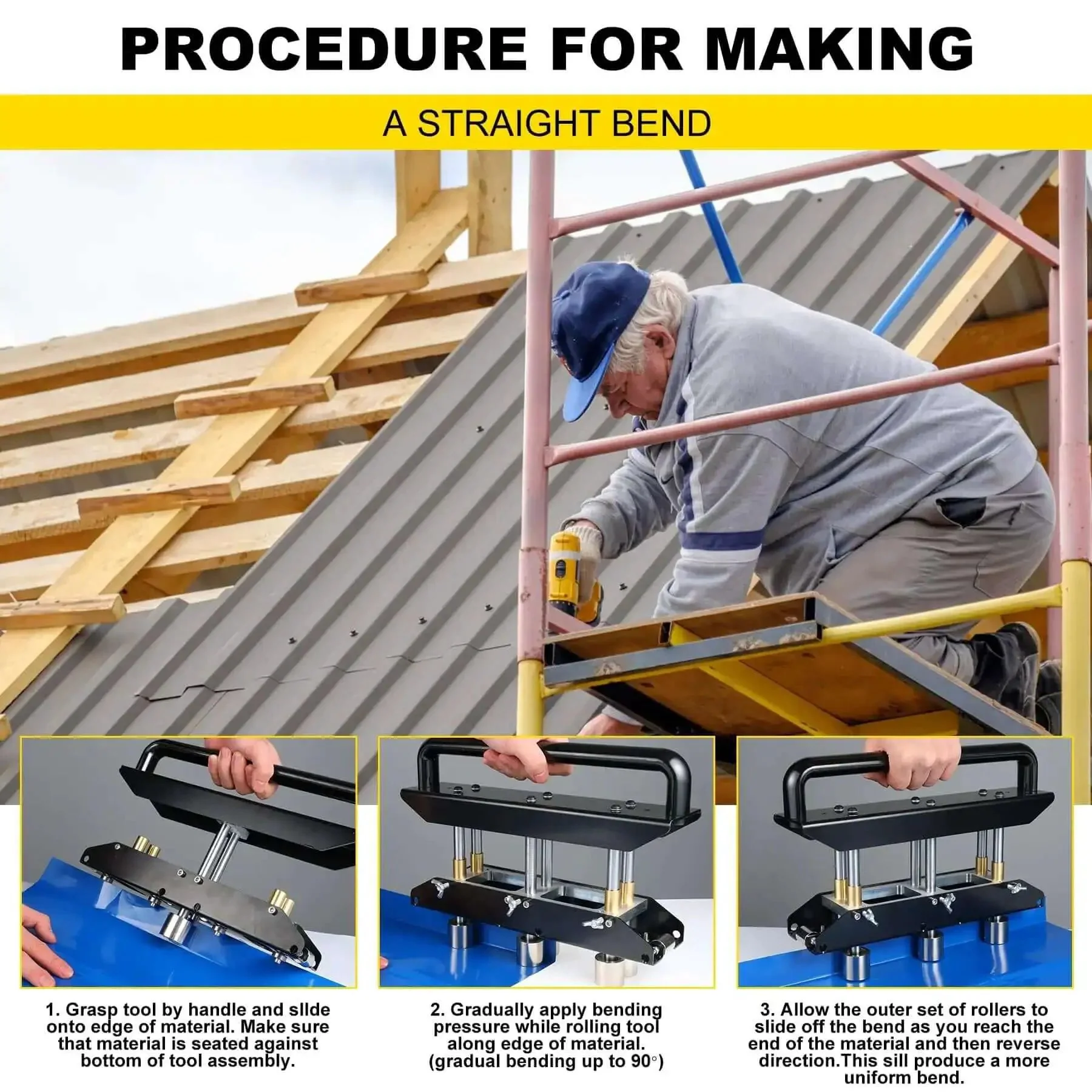 Three Station Edge Roller Bender For Sheet Metal, 0 To 90 Degree Bends, 3 Station Design, Pro Grade Build, Works With Steel Gauge 29 To 22, Makes Elbows From 5/8 Inch To 4 Inches, 16 To 102 Mm - Image 8