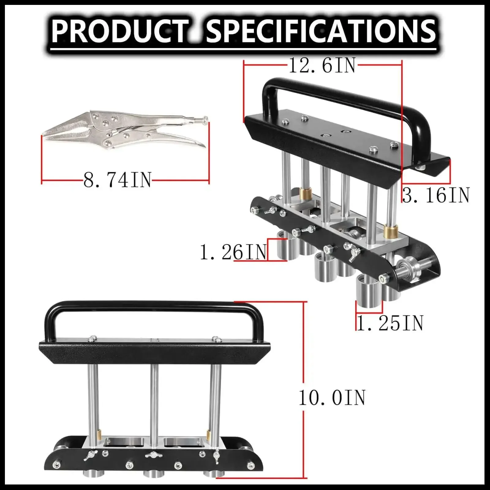 Three Station Edge Roller Bender for Sheet Metal Beading, Large Radius Bending Tool With 0 to 90 Degree Range, Handles 29 to 22 Gauge Steel, Produces Five Eighths To Four Inches Bends For Roof Panels And DIY Metalwork - Image 3