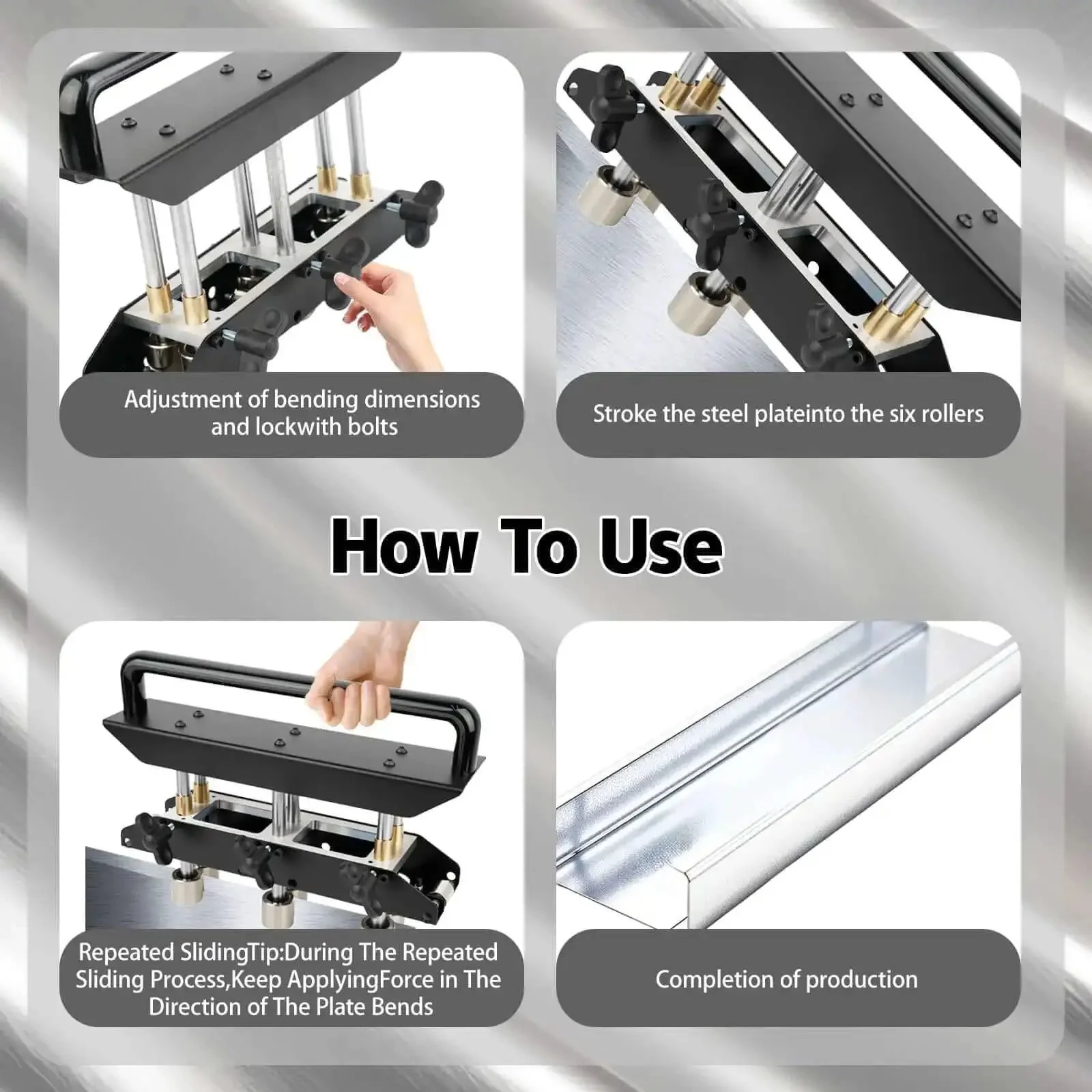 Three Station Edge Roller Bender With 0-90 Degree Adjustable Bends For Creating 5/8 To 4 In 16-102 mm Bends In 29-22 Gauge Steel Heavy Duty Sheet Metal Tool For Roofing And HVAC Projects - Image 3