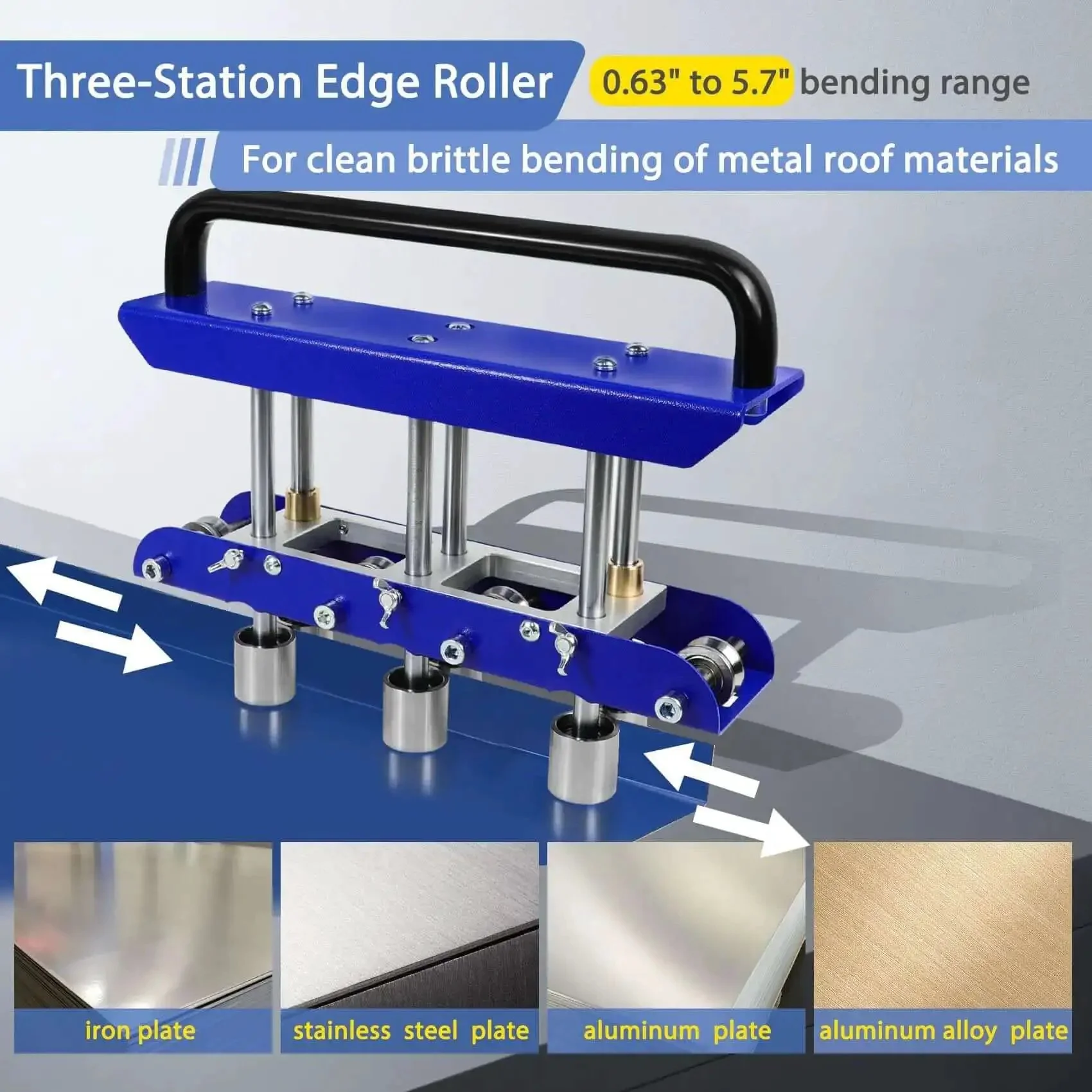 Three-Station Edge Roller For Bending Sheet Metal At 0 To 90 Degrees, Pro Grade Edge Bender For 29 To 22 Gauge Steel, Delivers Smooth 5/8 To 4 Inch Bends, Great For Metal Roofing Edges And DIY Projects - Image 7