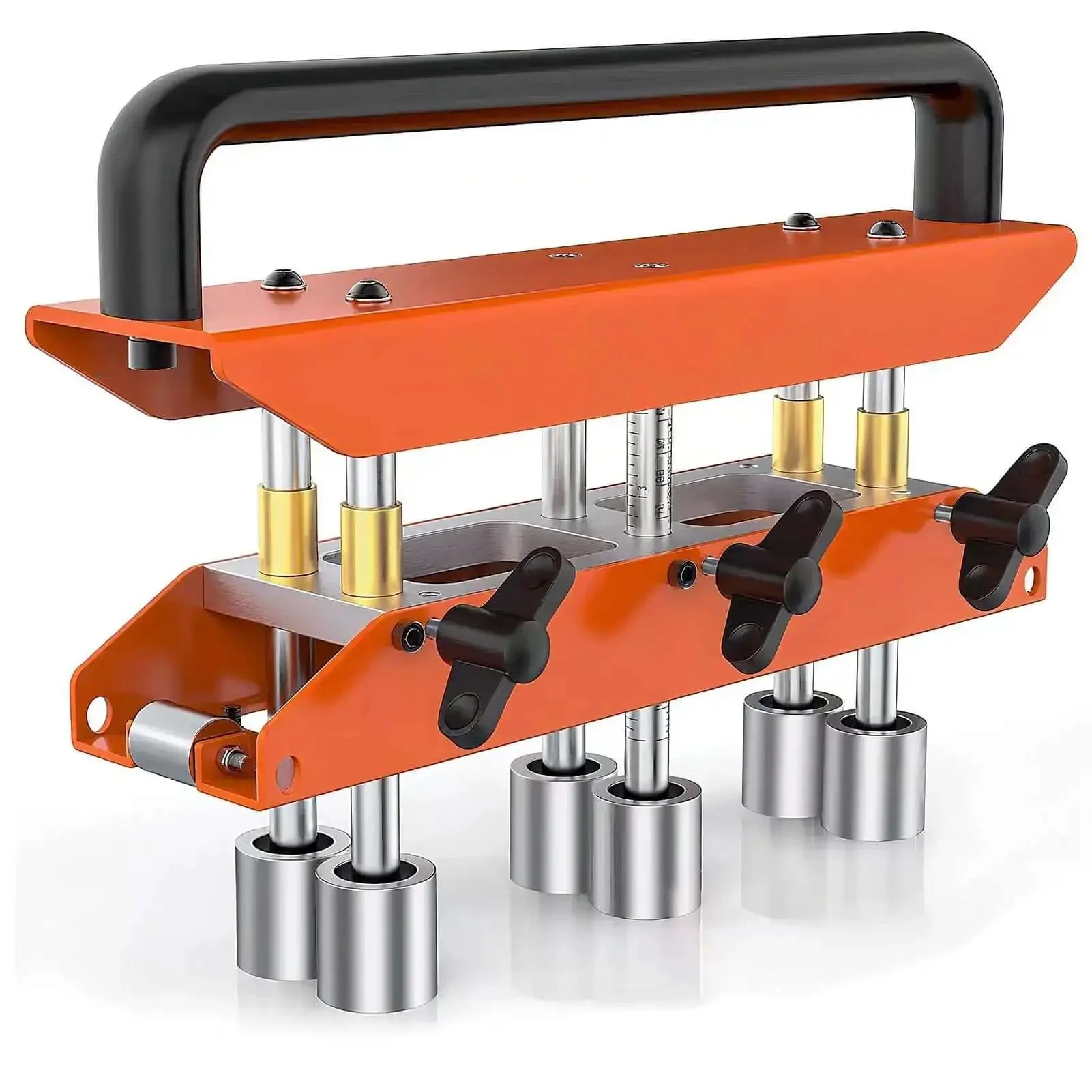 Three Station Roller 0 To 90 Degree Large Radius Sheet Roller Bender For Aluminum Standing Seam Roofing Tools Brown Heavy Duty High Speed Steel Roller Easy Grip Aluminum Handle With Wing Screws For Stable Uniform Bending