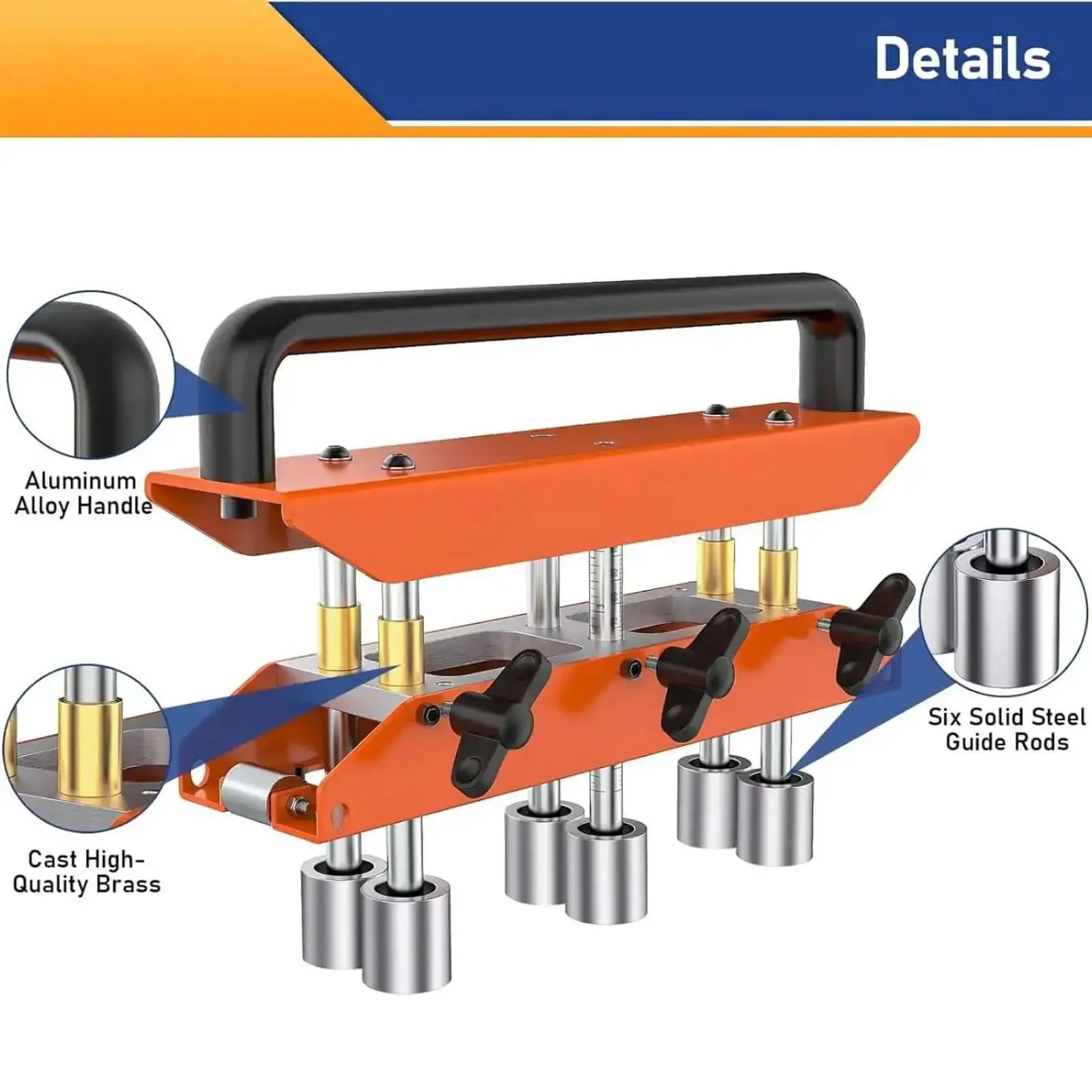 Three Station Roller 0 To 90 Degree Large Radius Sheet Roller Bender For Aluminum Standing Seam Roofing Tools Brown Heavy Duty High Speed Steel Roller Easy Grip Aluminum Handle With Wing Screws For Stable Uniform Bending - Image 7