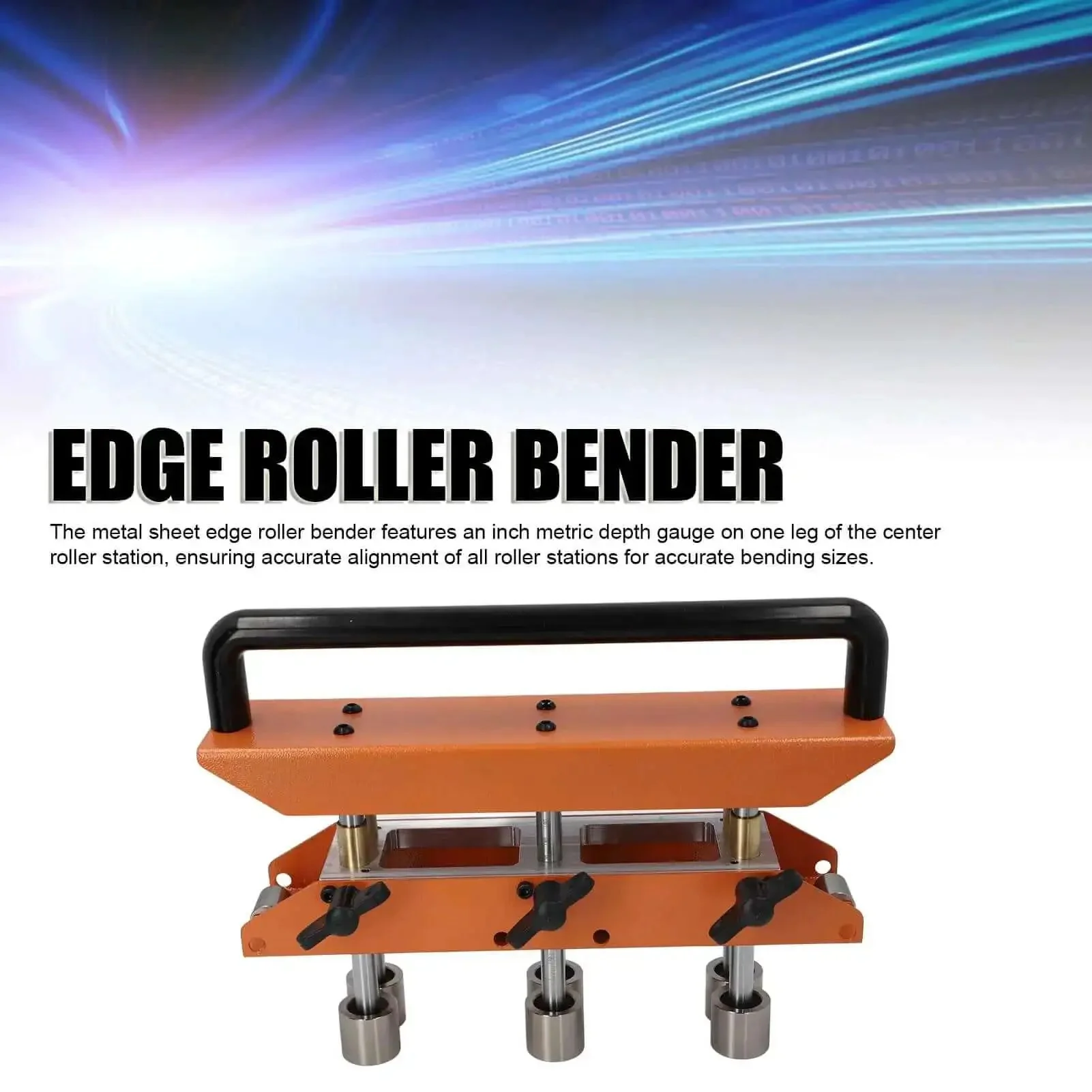Three Station Roller 0 To 90 Degree Large Radius Sheet Roller Bender For Aluminum Standing Seam Roofing Tools Brown Heavy Duty High Speed Steel Roller Easy Grip Aluminum Handle With Wing Screws For Stable Uniform Bending - Image 9