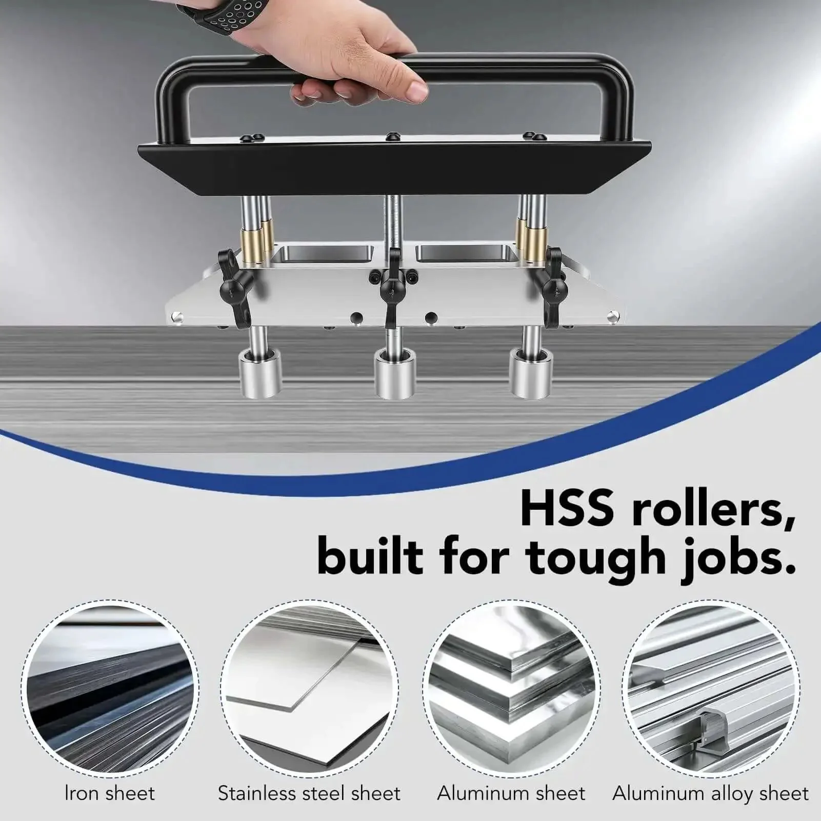 Three Station Roller For Bending Metal Roofing Materials From Zero To Ninety Degrees With Large Radius Sheet Metal Bead Roller Bender For Creating Half Inch To Five Inch Bends In Steel Aluminum And Copper Perfect For Decorative Trim And Roof Flashing - Image 3