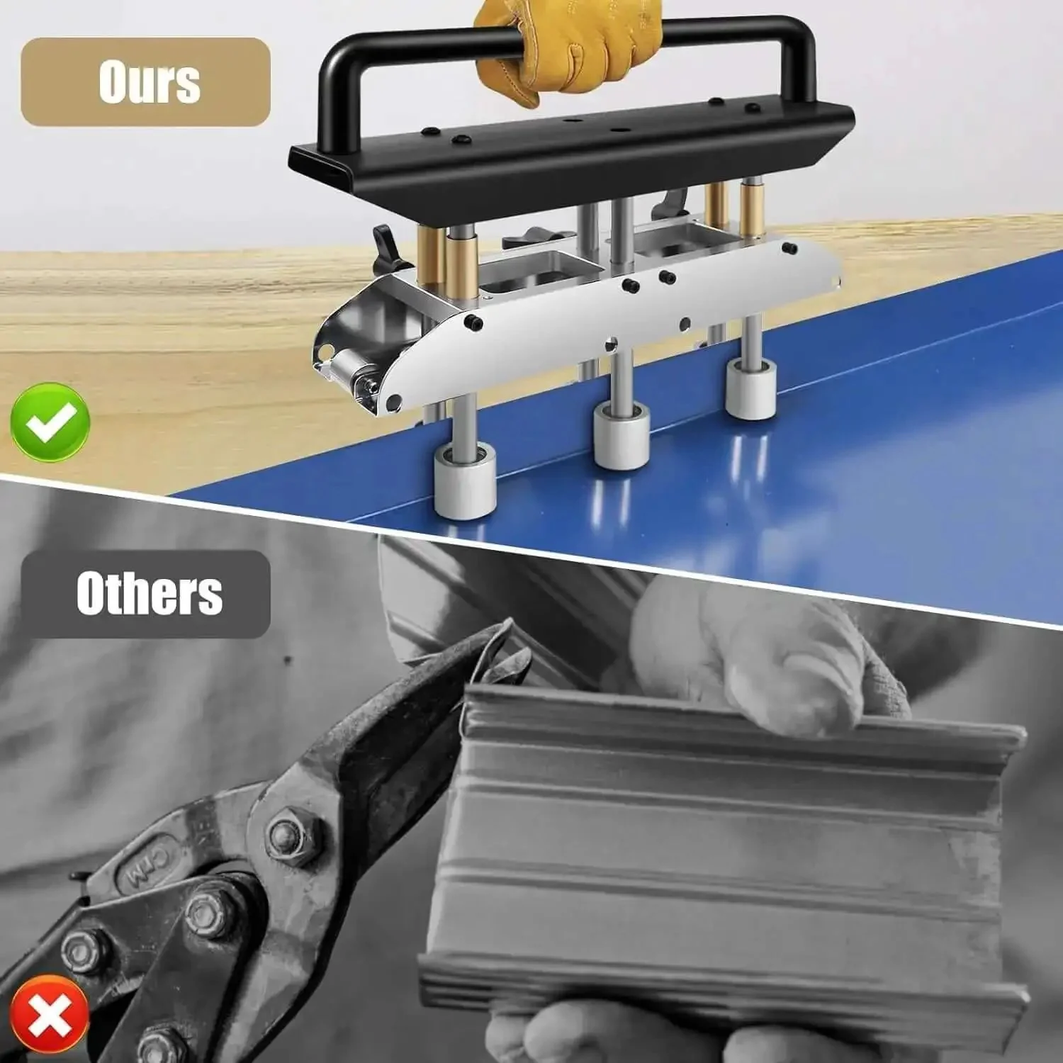 Three Station Sheet Roller And Bender For 0 To 90 Degree Bends With Large Radius Aluminum Standing Seam Roofing Tool Built For Workhorse Durability With High Speed Steel Rollers And Easy Grip Aluminum Handle - Image 3