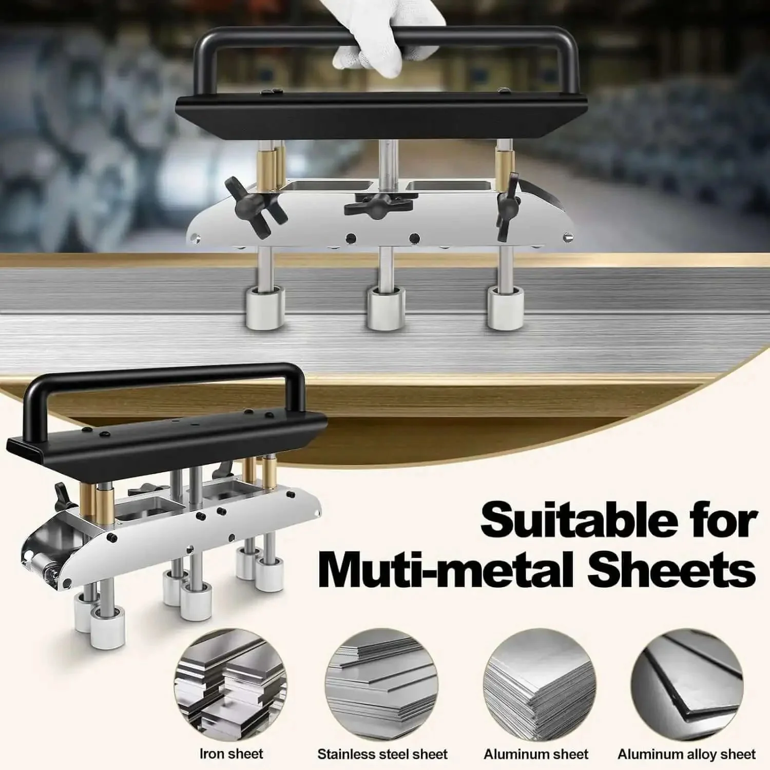 Three Station Sheet Roller And Bender For 0 To 90 Degree Bends With Large Radius Aluminum Standing Seam Roofing Tool Built For Workhorse Durability With High Speed Steel Rollers And Easy Grip Aluminum Handle - Image 5