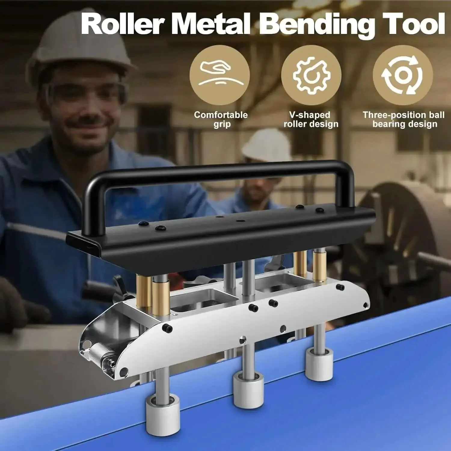 Three Station Sheet Roller And Bender For 0 To 90 Degree Bends With Large Radius Aluminum Standing Seam Roofing Tool Built For Workhorse Durability With High Speed Steel Rollers And Easy Grip Aluminum Handle - Image 7