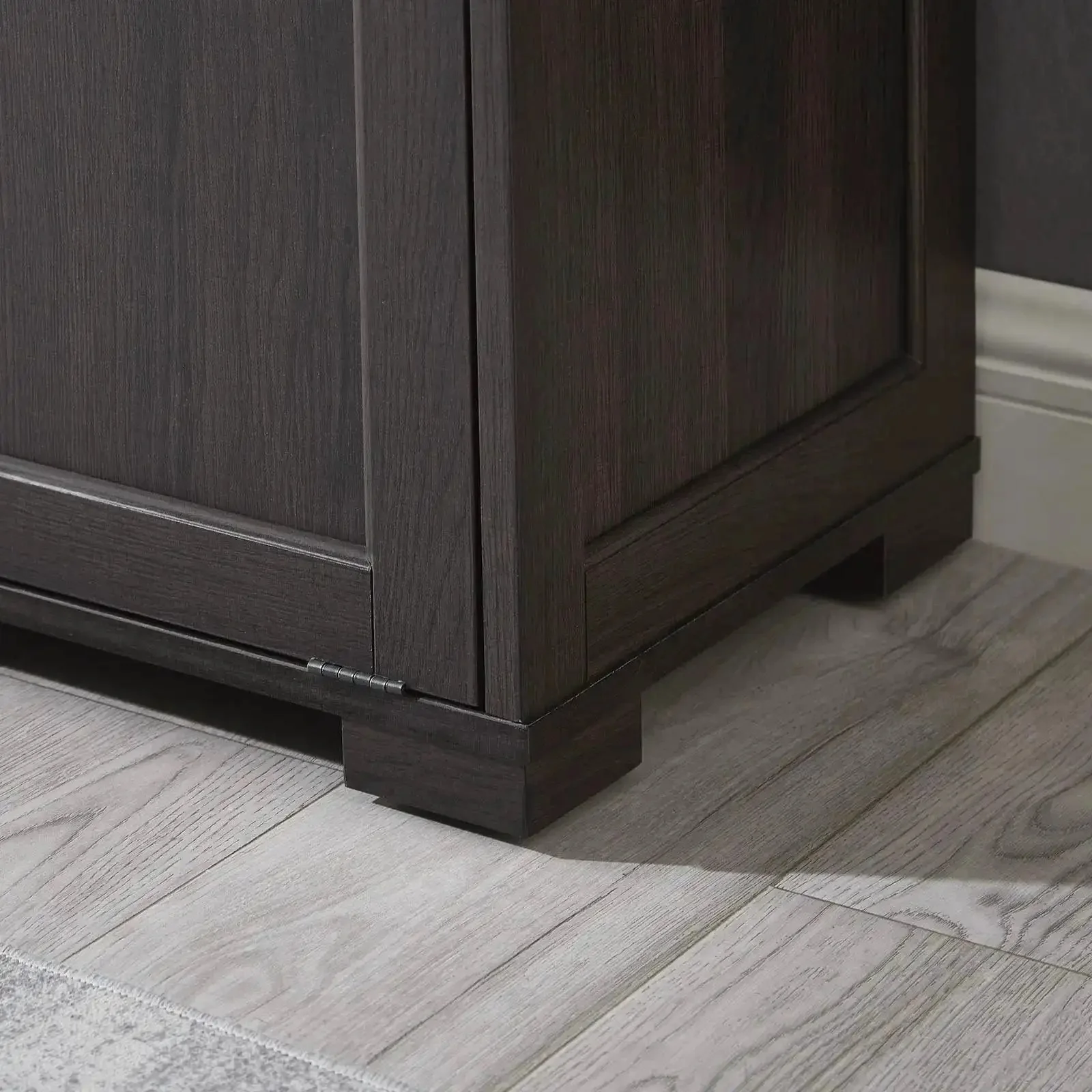 Tilt Out Trash Cabinet Wooden With Double Door 2x10 Gallons Capacity Espresso Finish And Black Top Panel Hidden Trash Can For Odor Control No Fuss Deodorizing With Negative Ions Kitchen Organization - Image 2