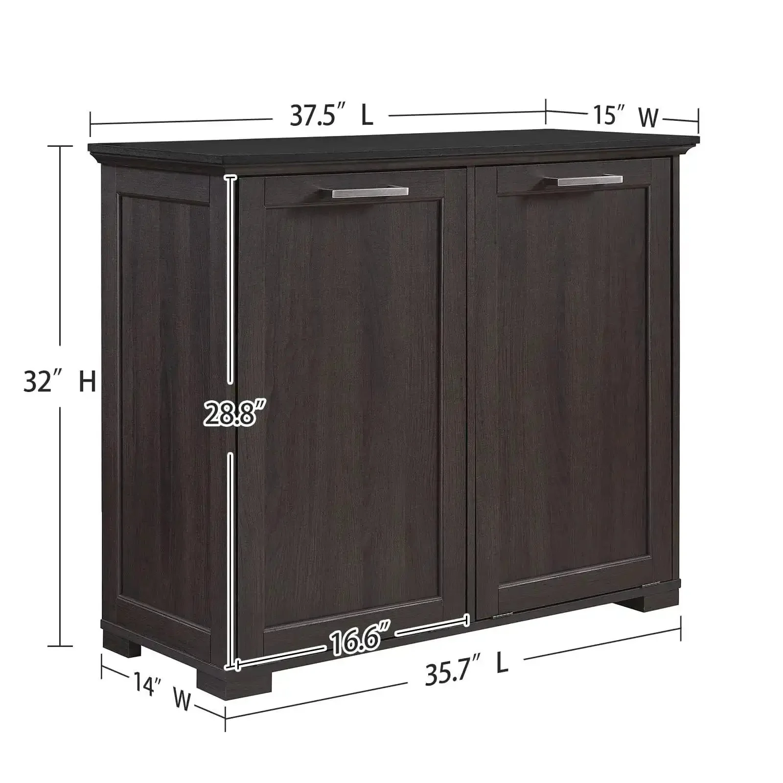 Tilt Out Trash Cabinet Wooden With Double Door 2x10 Gallons Capacity Espresso Finish And Black Top Panel Hidden Trash Can For Odor Control No Fuss Deodorizing With Negative Ions Kitchen Organization - Image 6